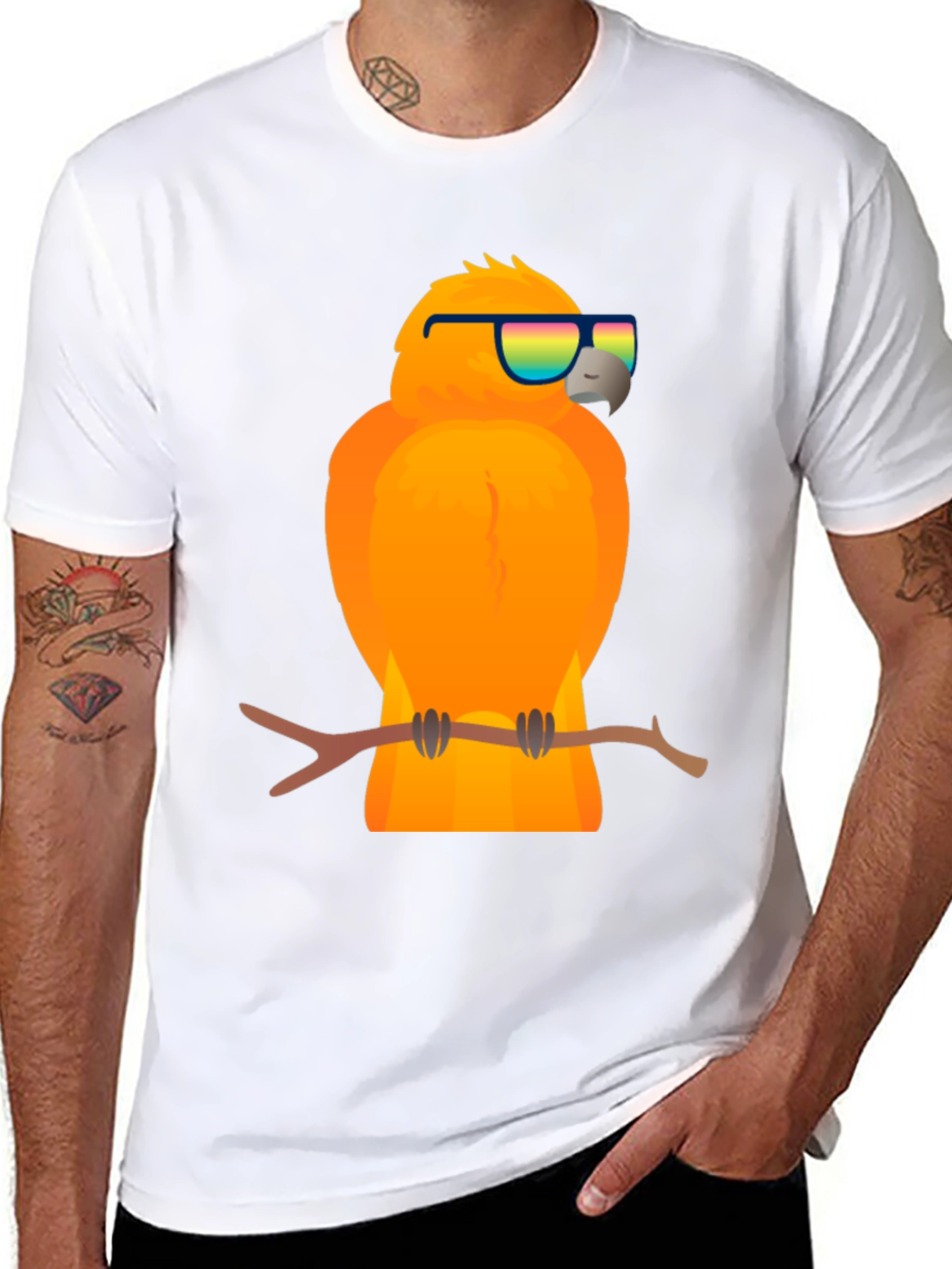 Cool Parrot Graphic Tee - Black T-Shirt