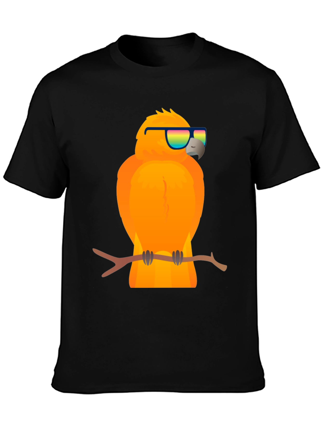 Cool Parrot Graphic Tee - Black T-Shirt