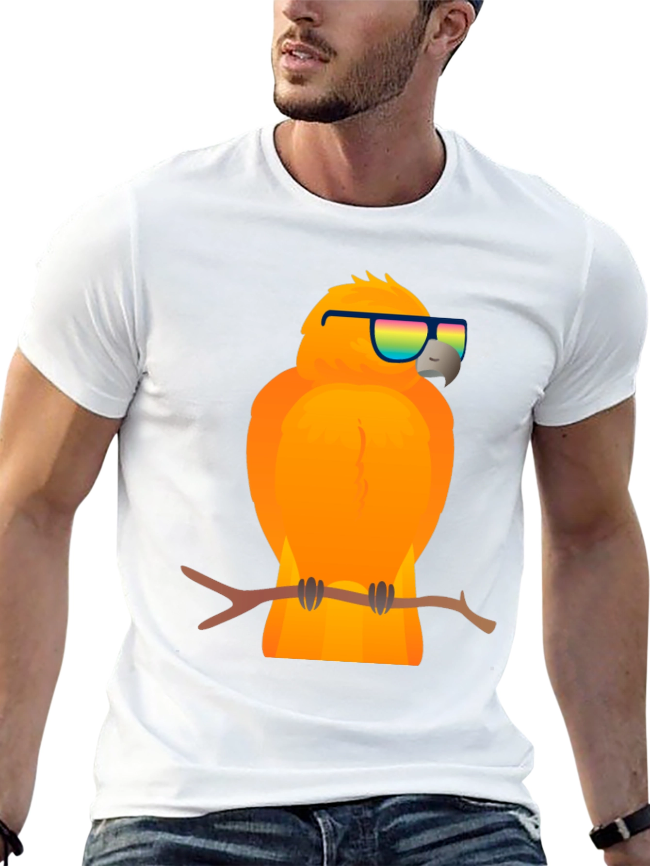 Cool Parrot Graphic Tee - Black T-Shirt