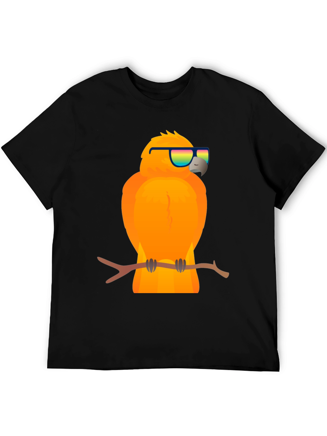 Cool Parrot Graphic Tee - Black T-Shirt