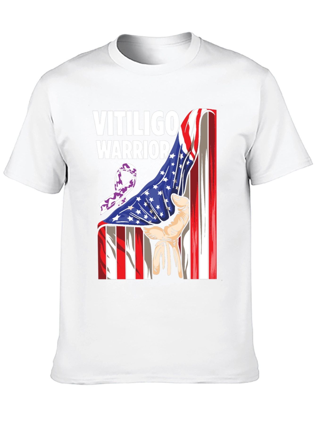 Vitiligo Warrior T-Shirt - American Flag