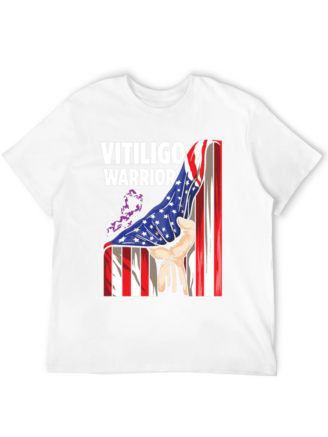 Vitiligo Warrior T-Shirt - American Flag