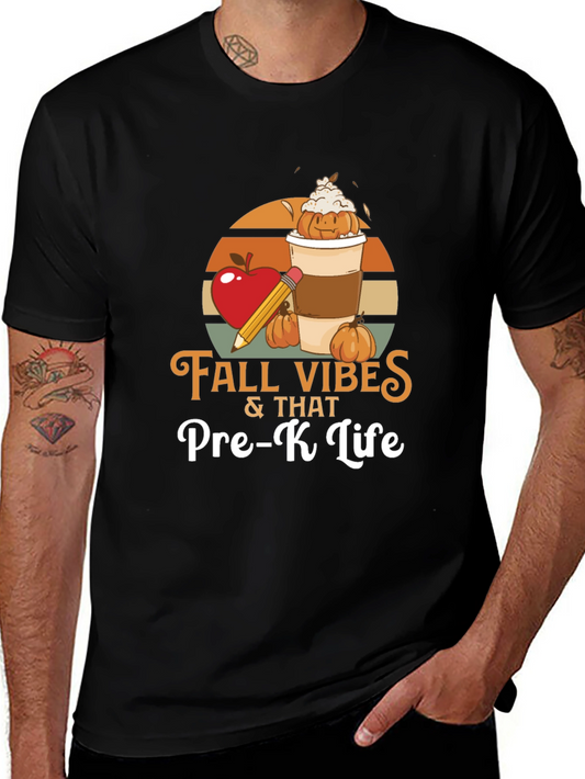 Fall Vibes Pre-K Teacher Shirt - Autumn School Tee