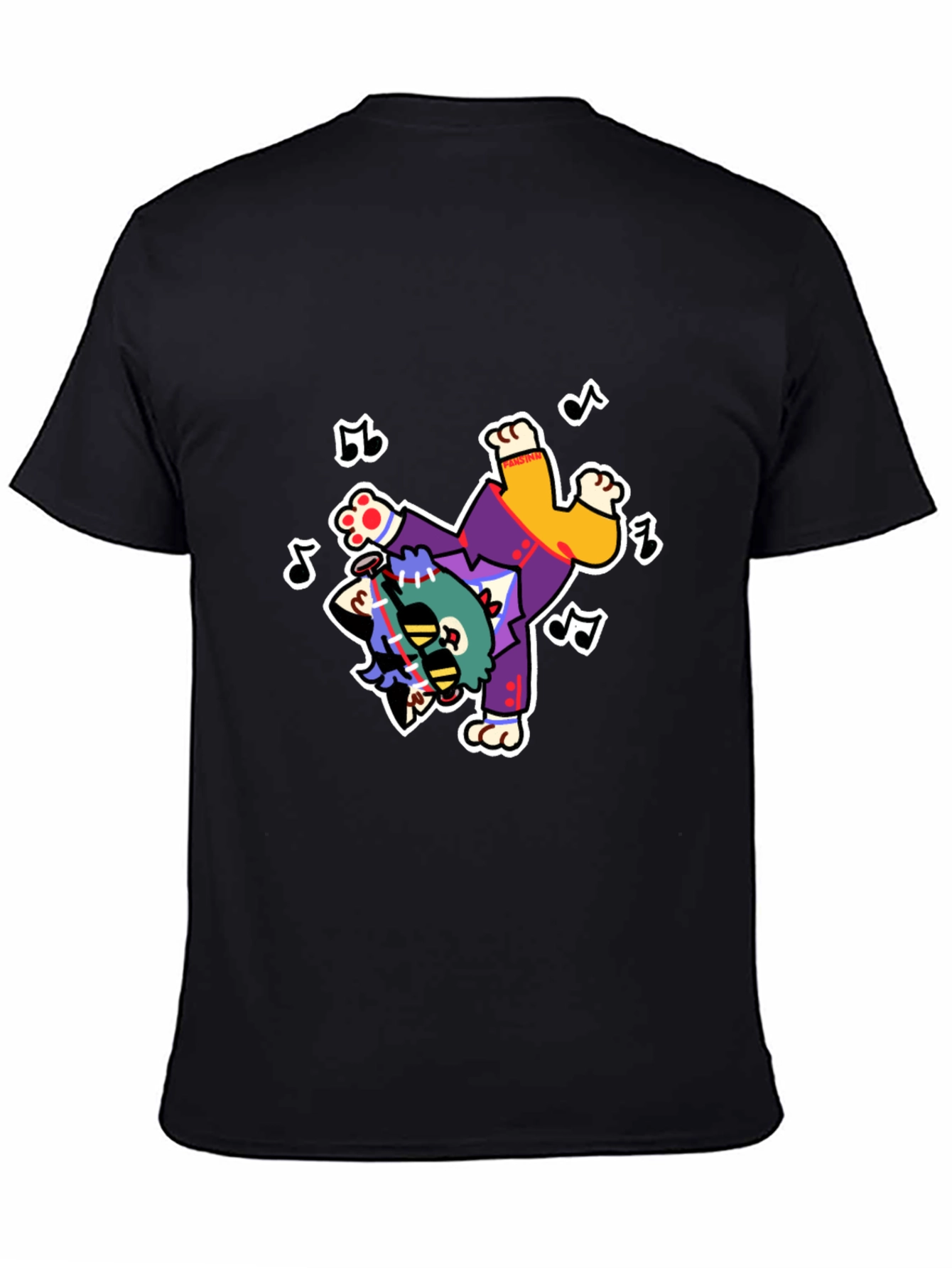 Funky Cartoon Character Black T-Shirt