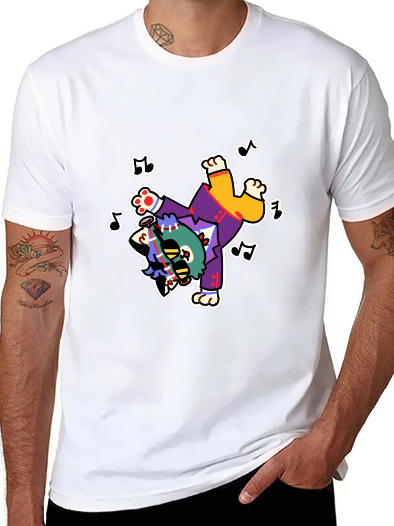 Funky Cartoon Character Black T-Shirt