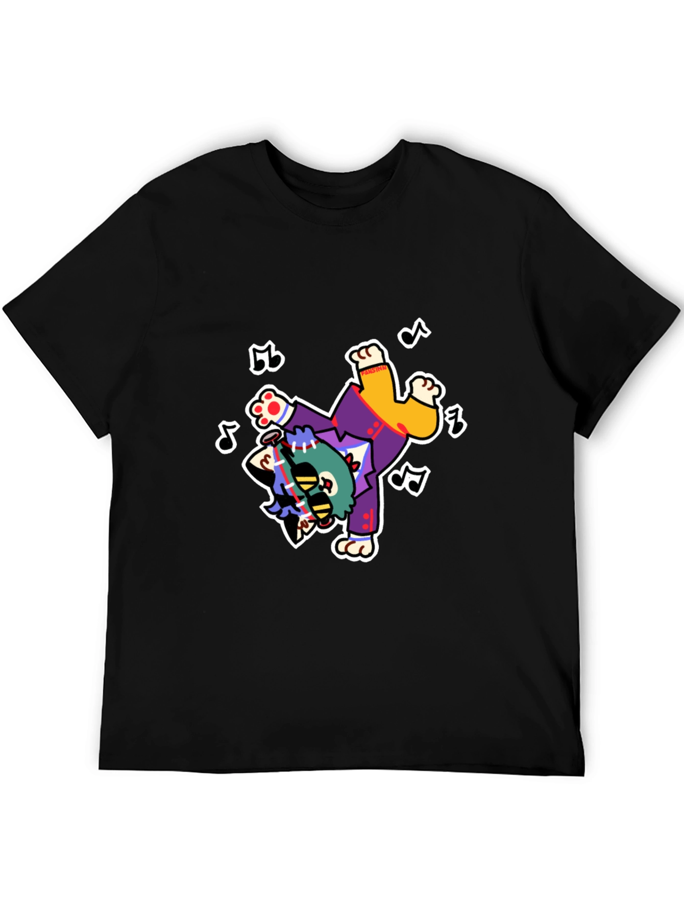 Funky Cartoon Character Black T-Shirt