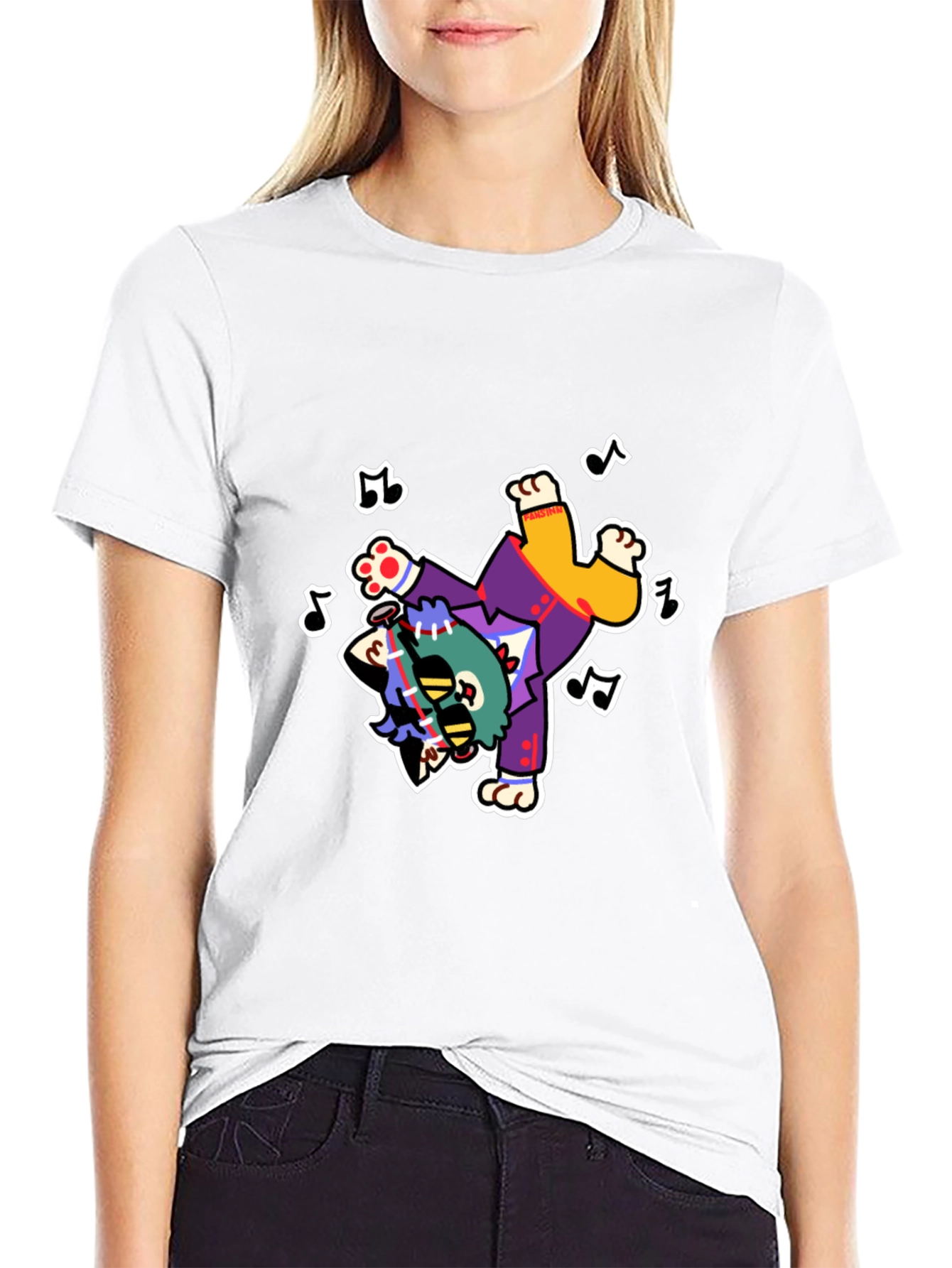 Funky Cartoon Character Black T-Shirt