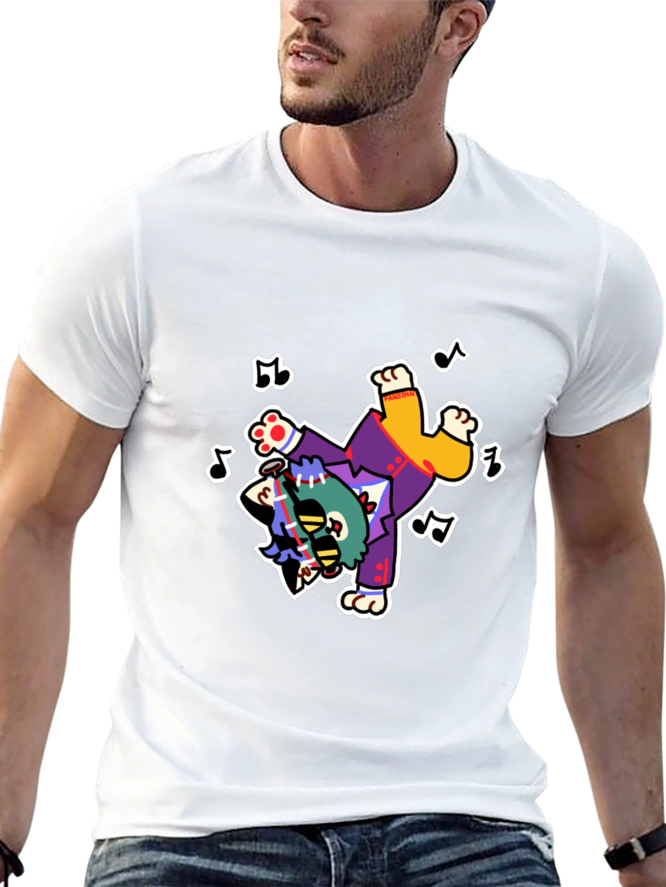 Funky Cartoon Character Black T-Shirt