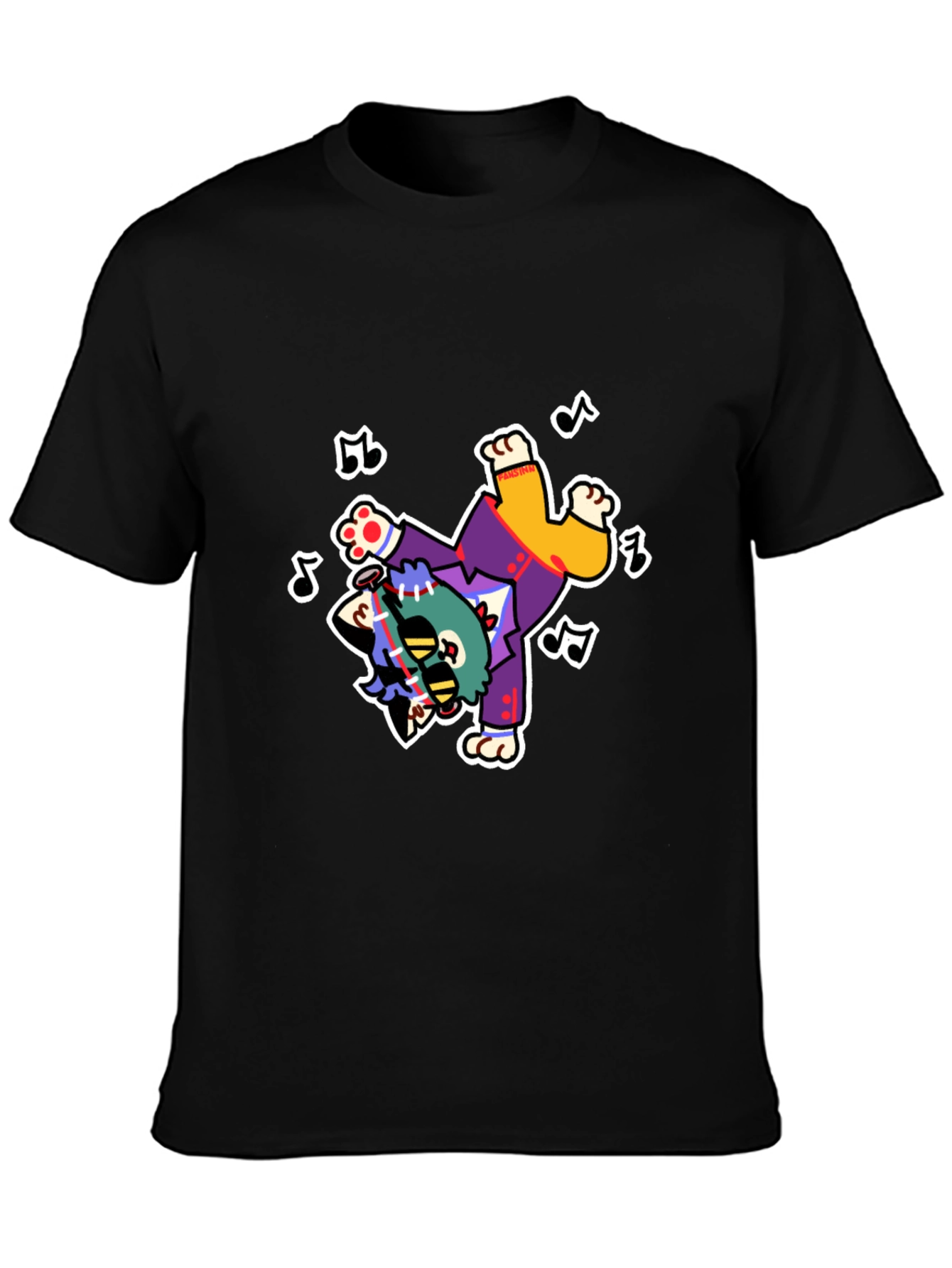 Funky Cartoon Character Black T-Shirt