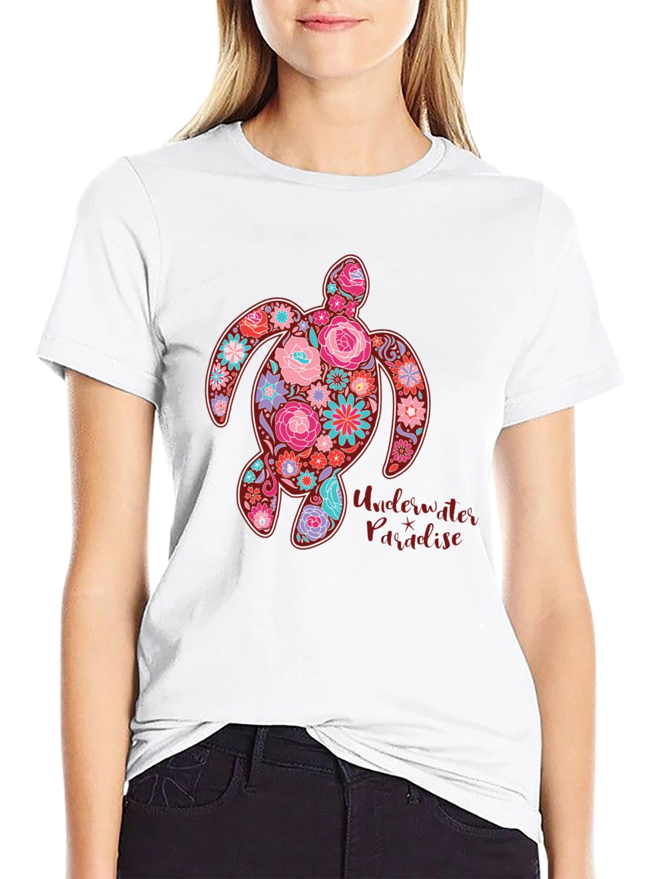 Floral Turtle T-Shirt - Underwater Paradise Tee
