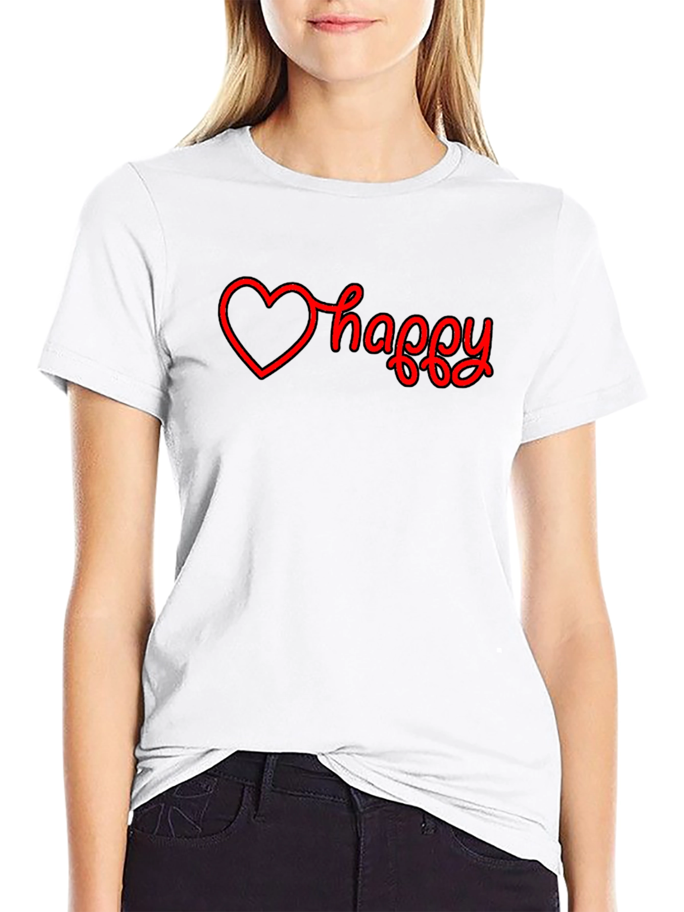 Happy Heart Graphic T-Shirt - Black