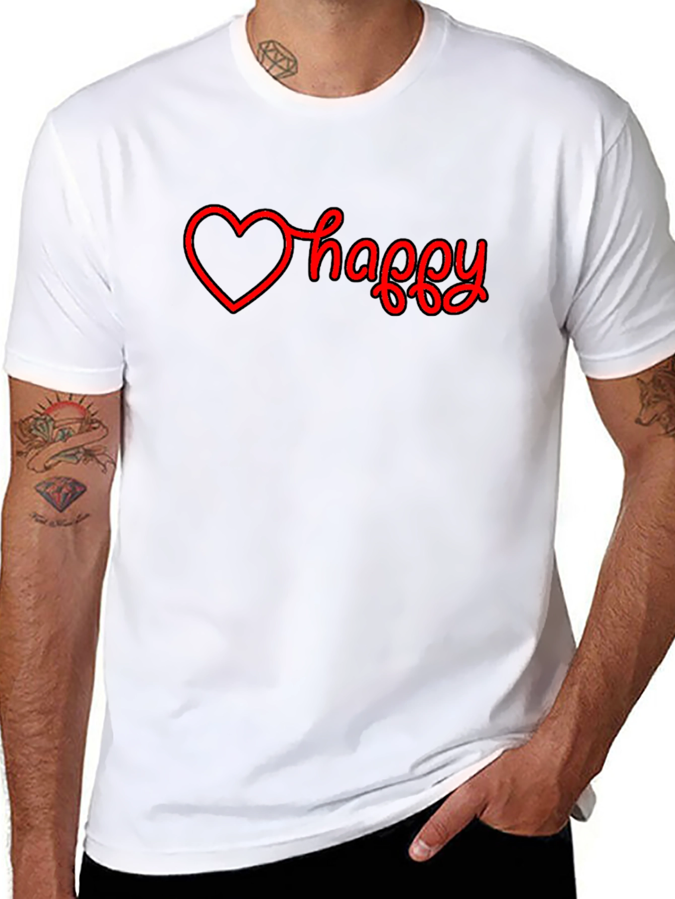 Happy Heart Graphic T-Shirt - Black