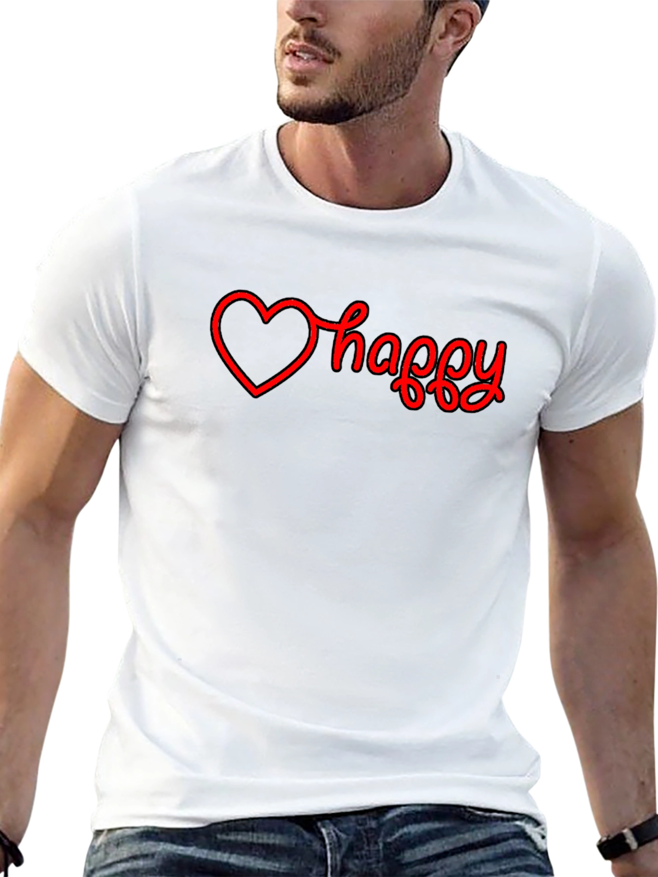 Happy Heart Graphic T-Shirt - Black