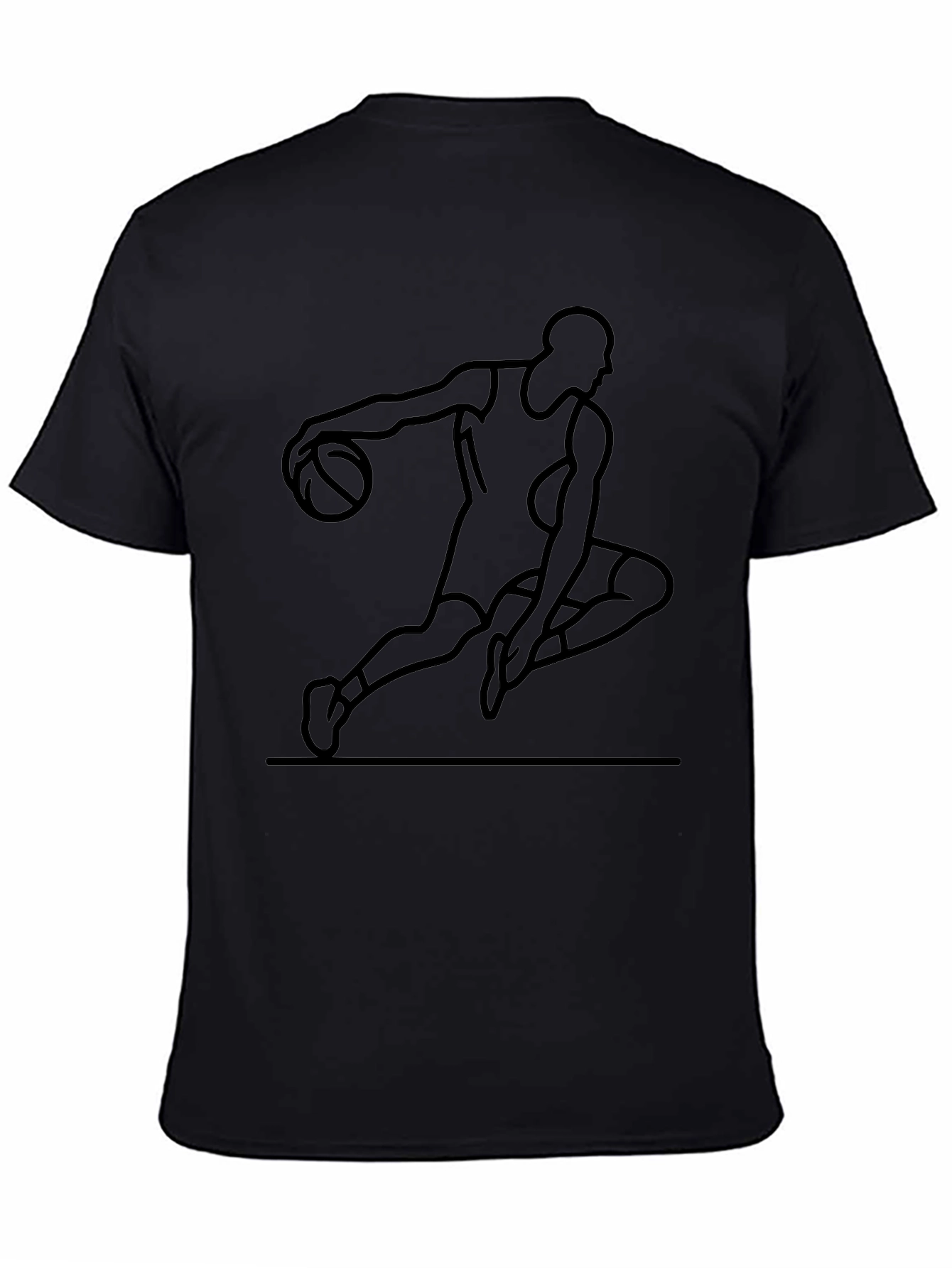 Basketball Player Graphic Tee - Black Cotton Blend