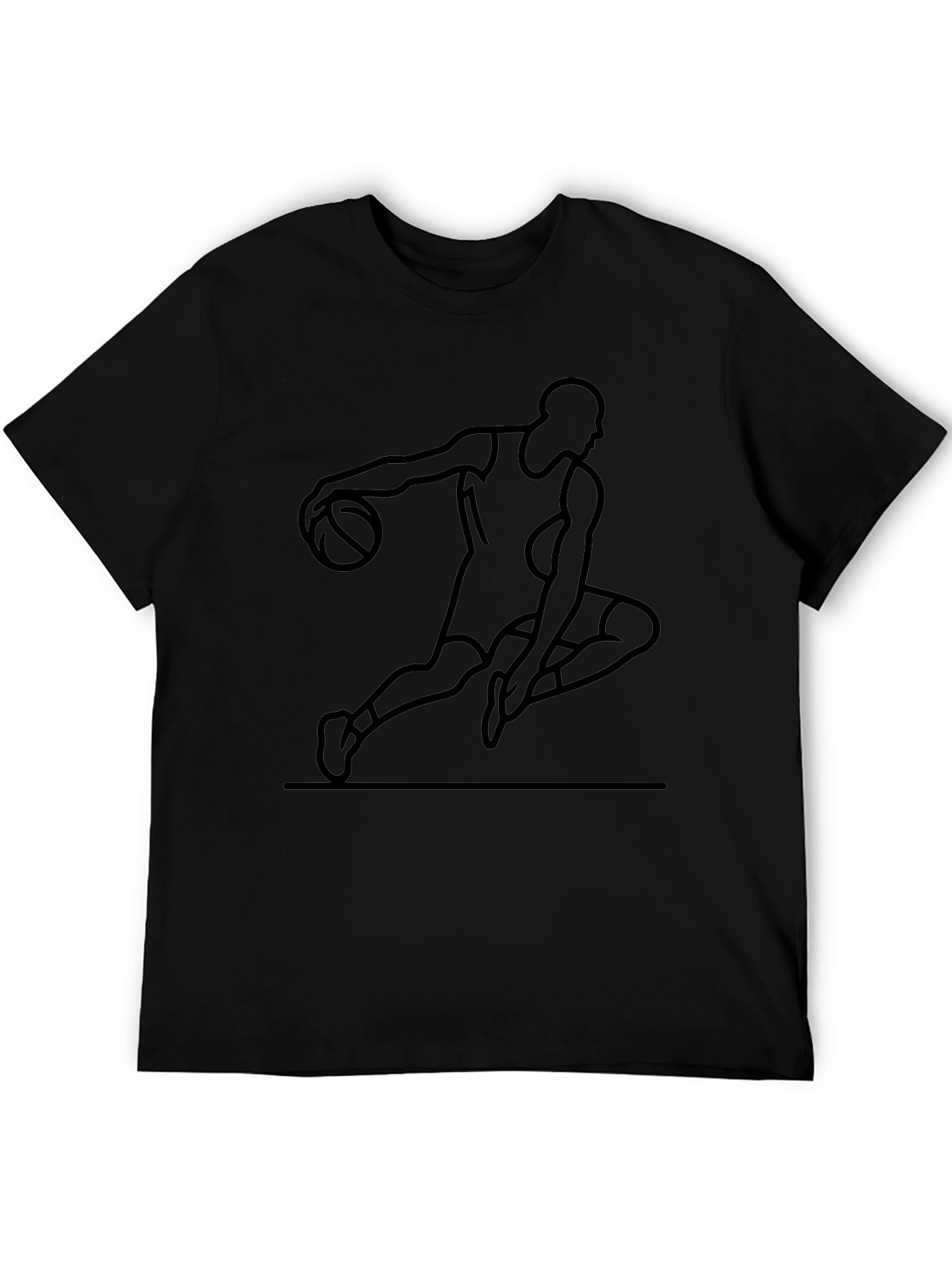 Basketball Player Graphic Tee - Black Cotton Blend