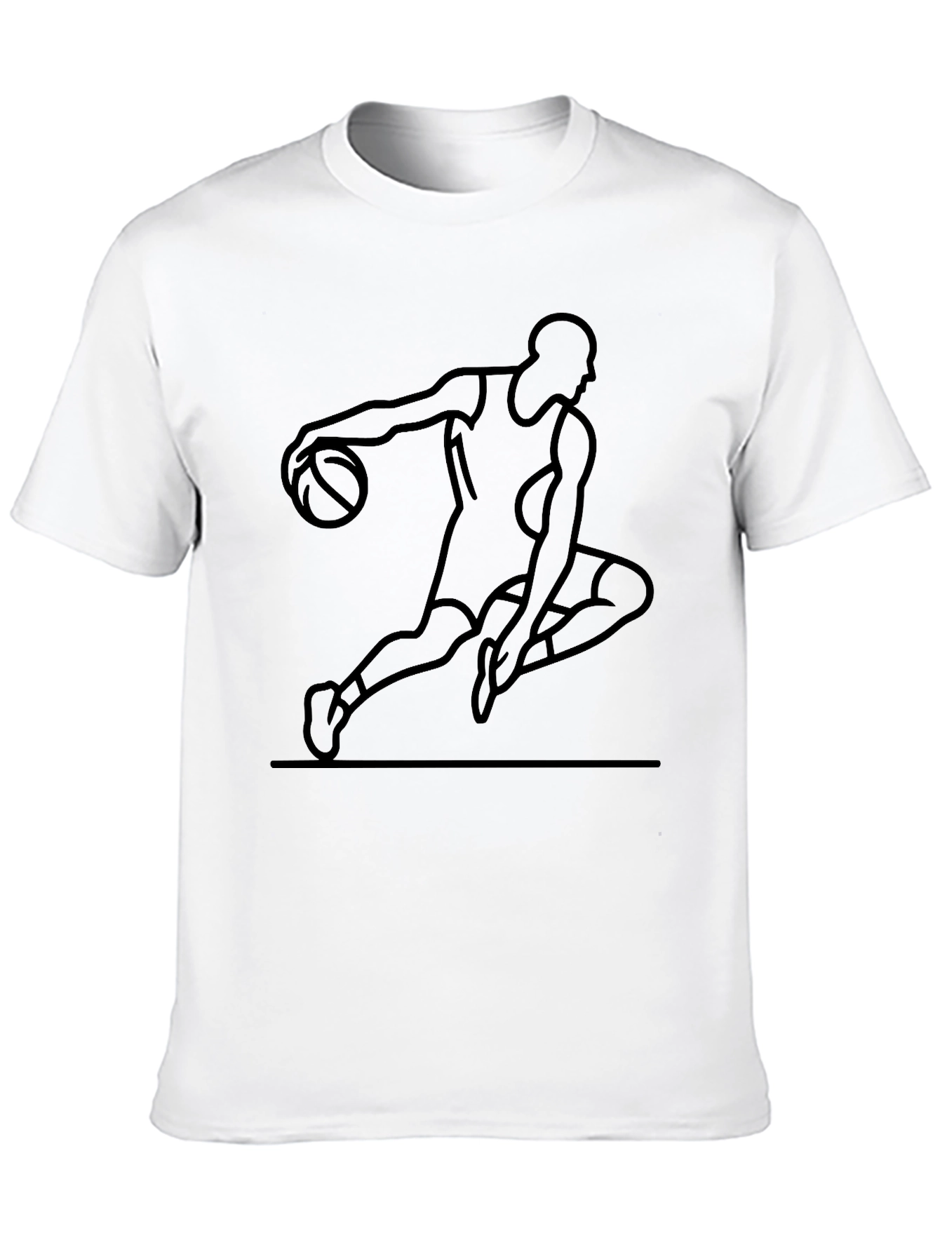 Basketball Player Graphic Tee - Black Cotton Blend