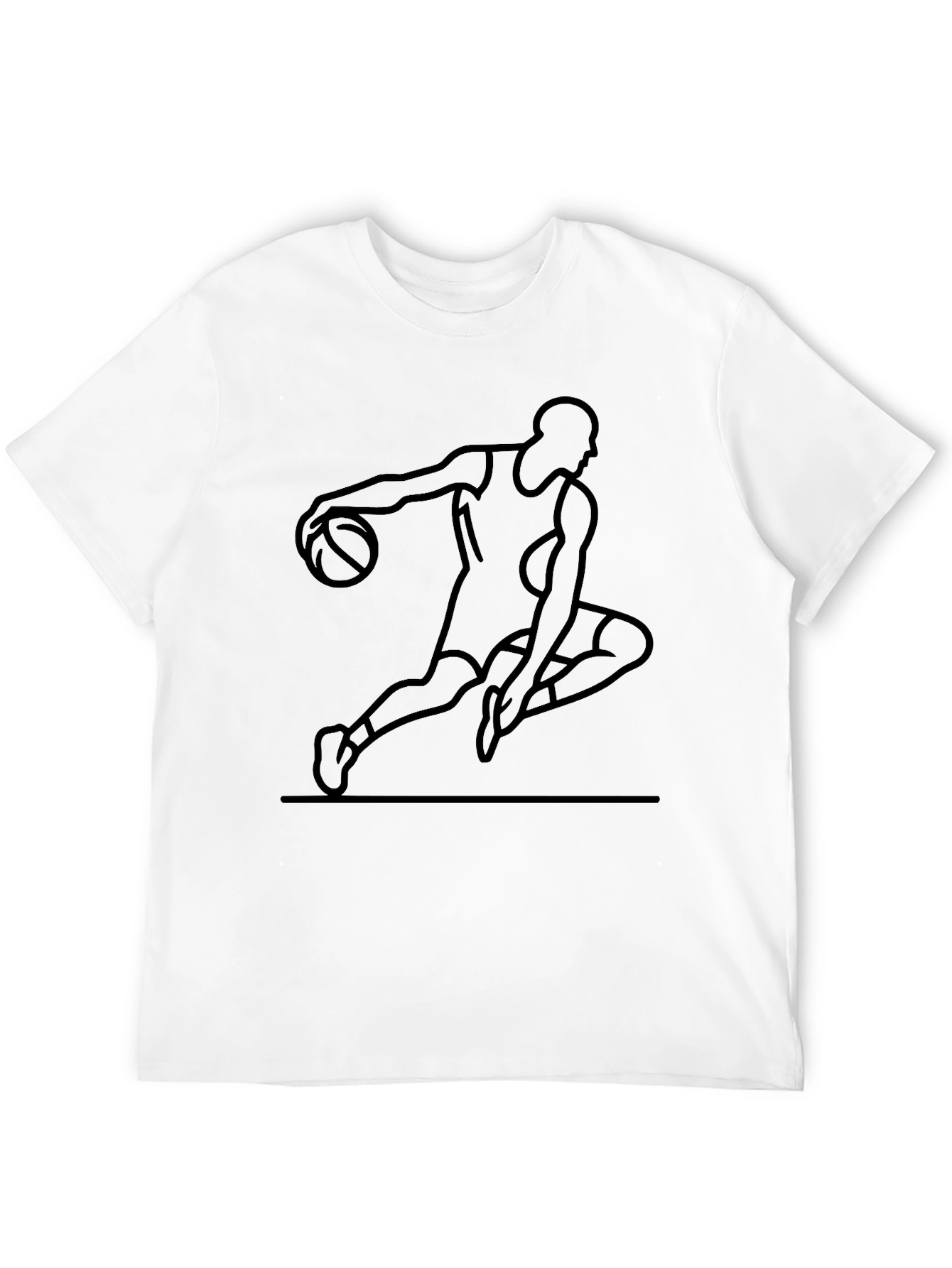 Basketball Player Graphic Tee - Black Cotton Blend