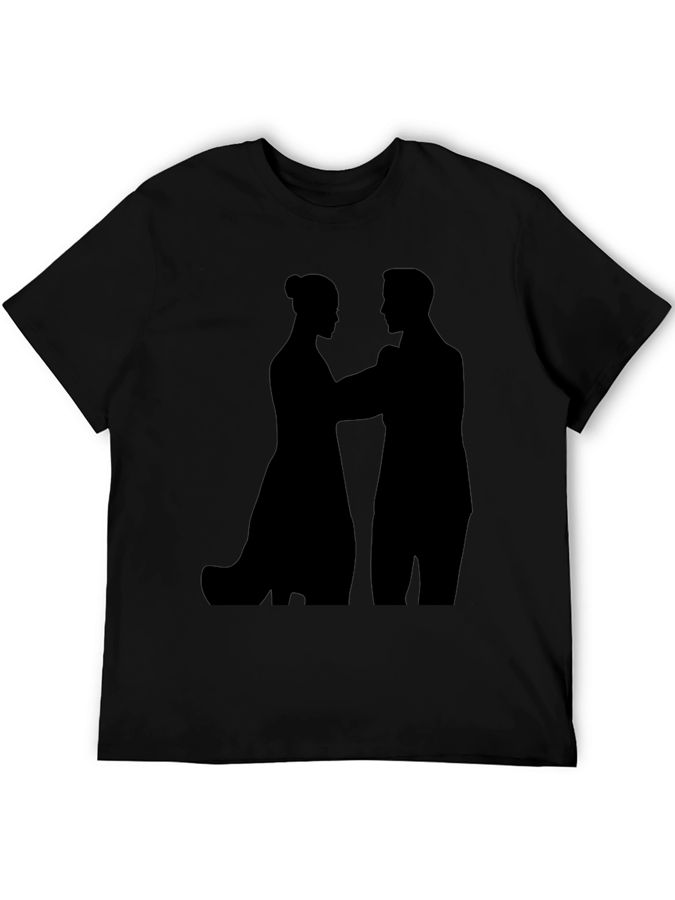 Silhouette Couple Graphic Tee - Black Cotton T-Shirt