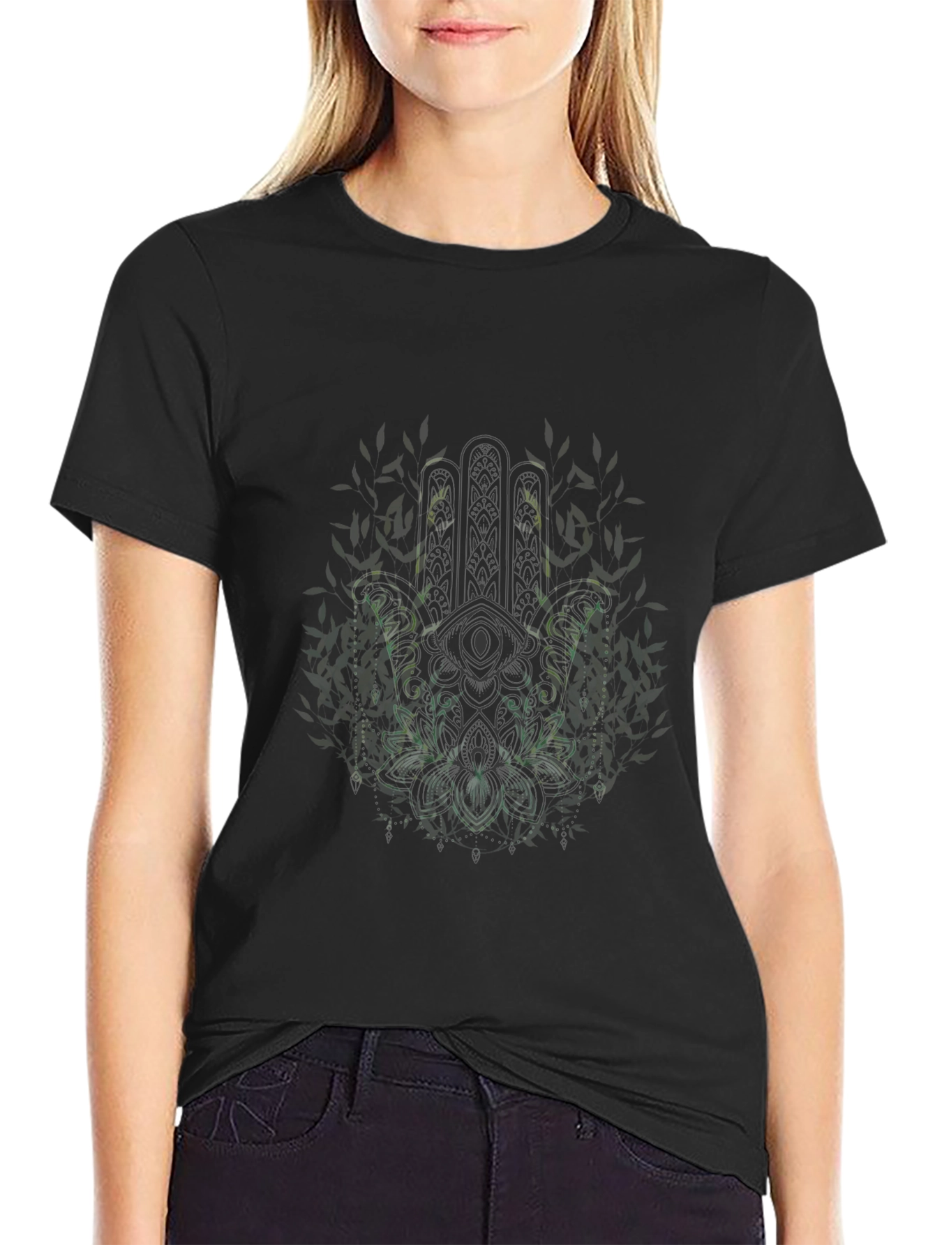 Hamsa Hand Graphic Tee - Mens Black T-Shirt