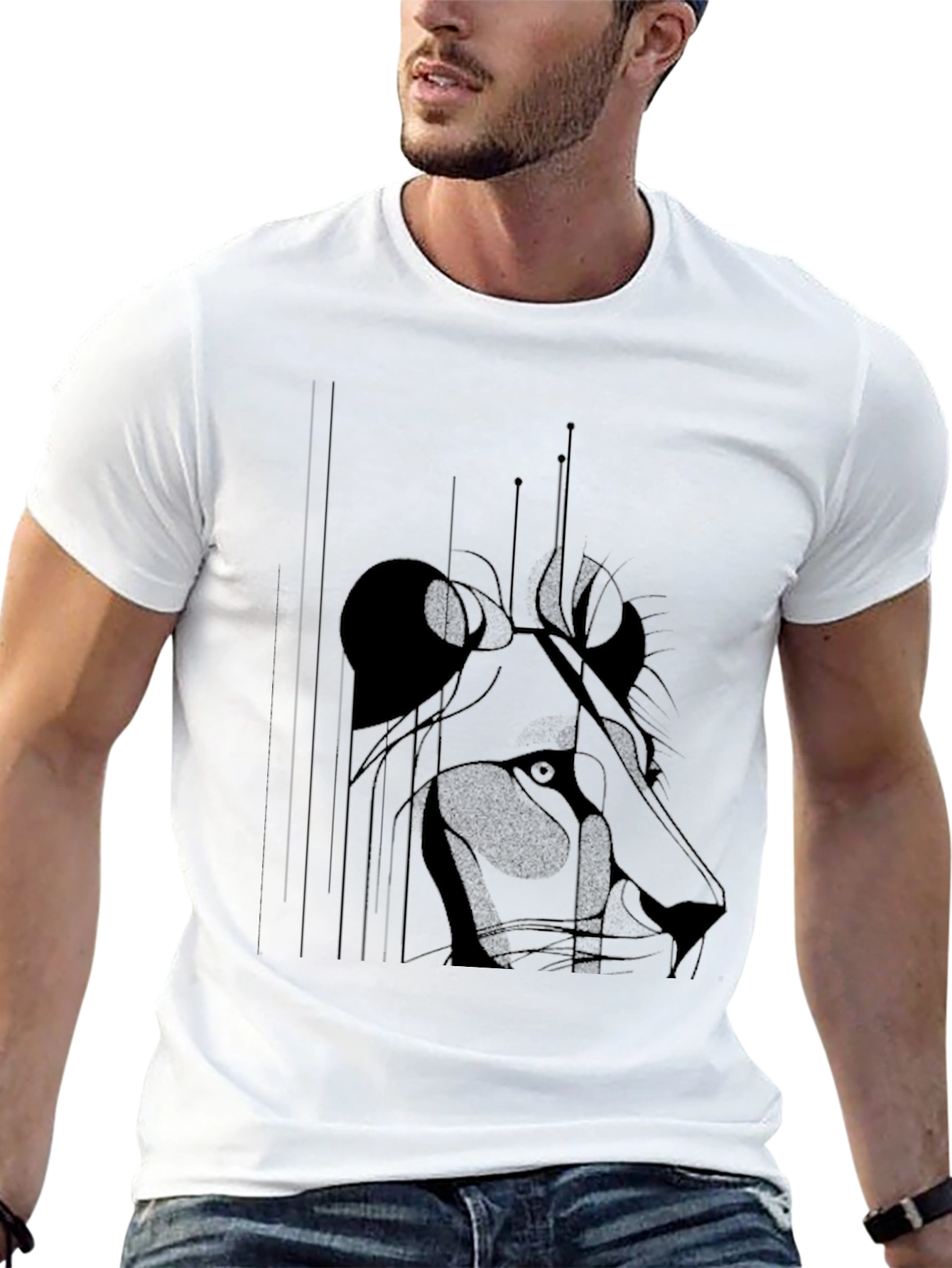 Lion Sketch Black Graphic Tee