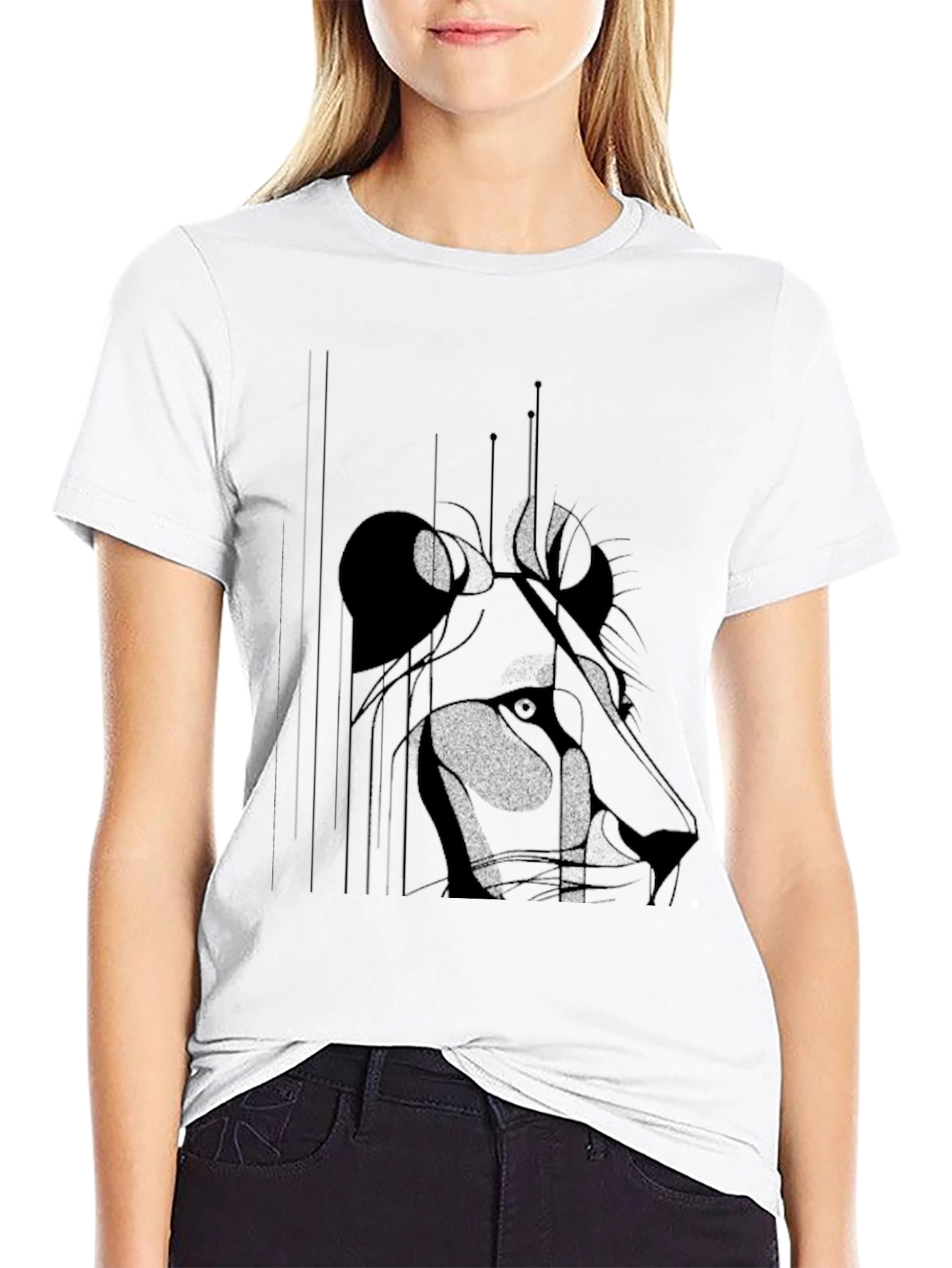 Lion Sketch Black Graphic Tee