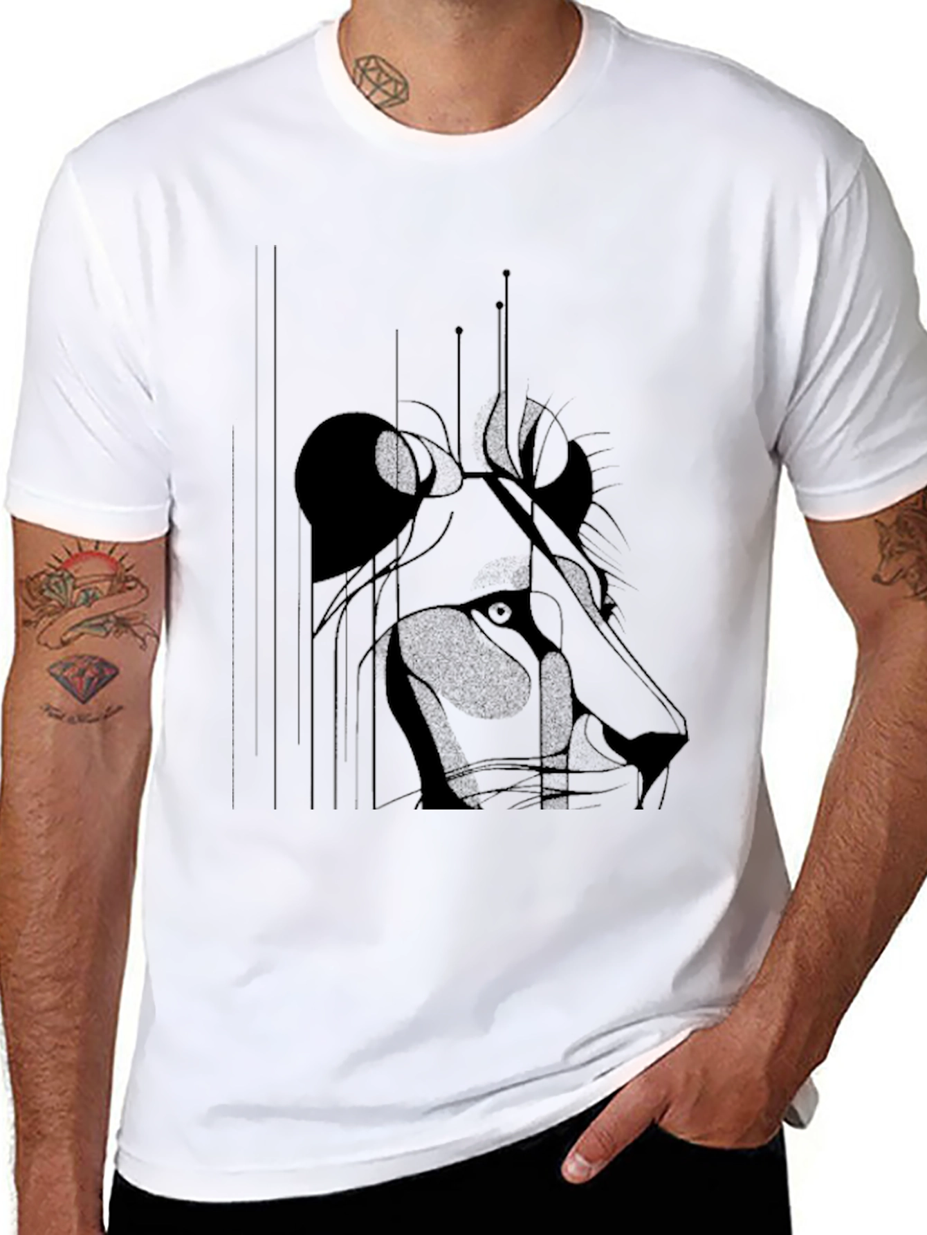 Lion Sketch Black Graphic Tee