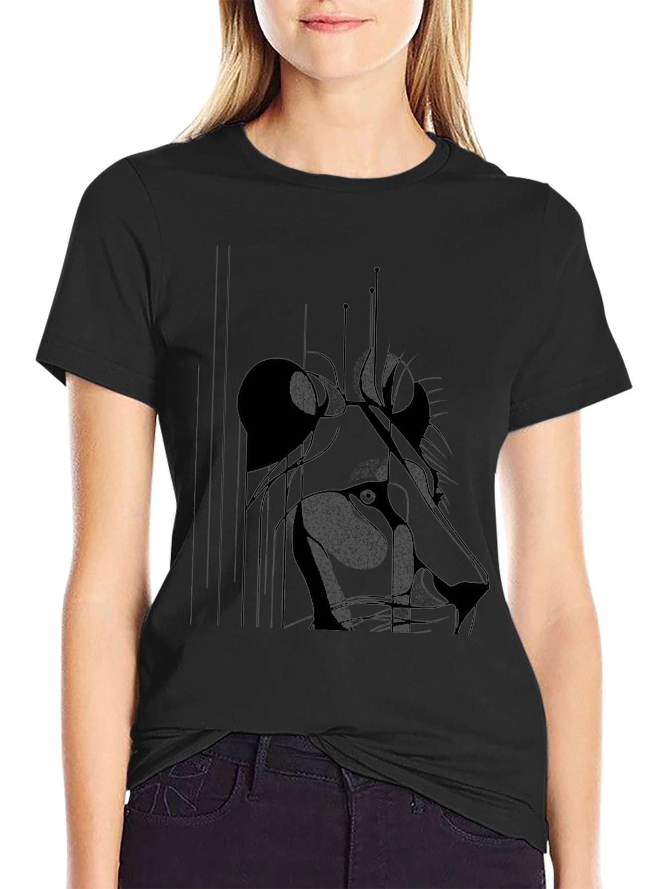 Lion Sketch Black Graphic Tee