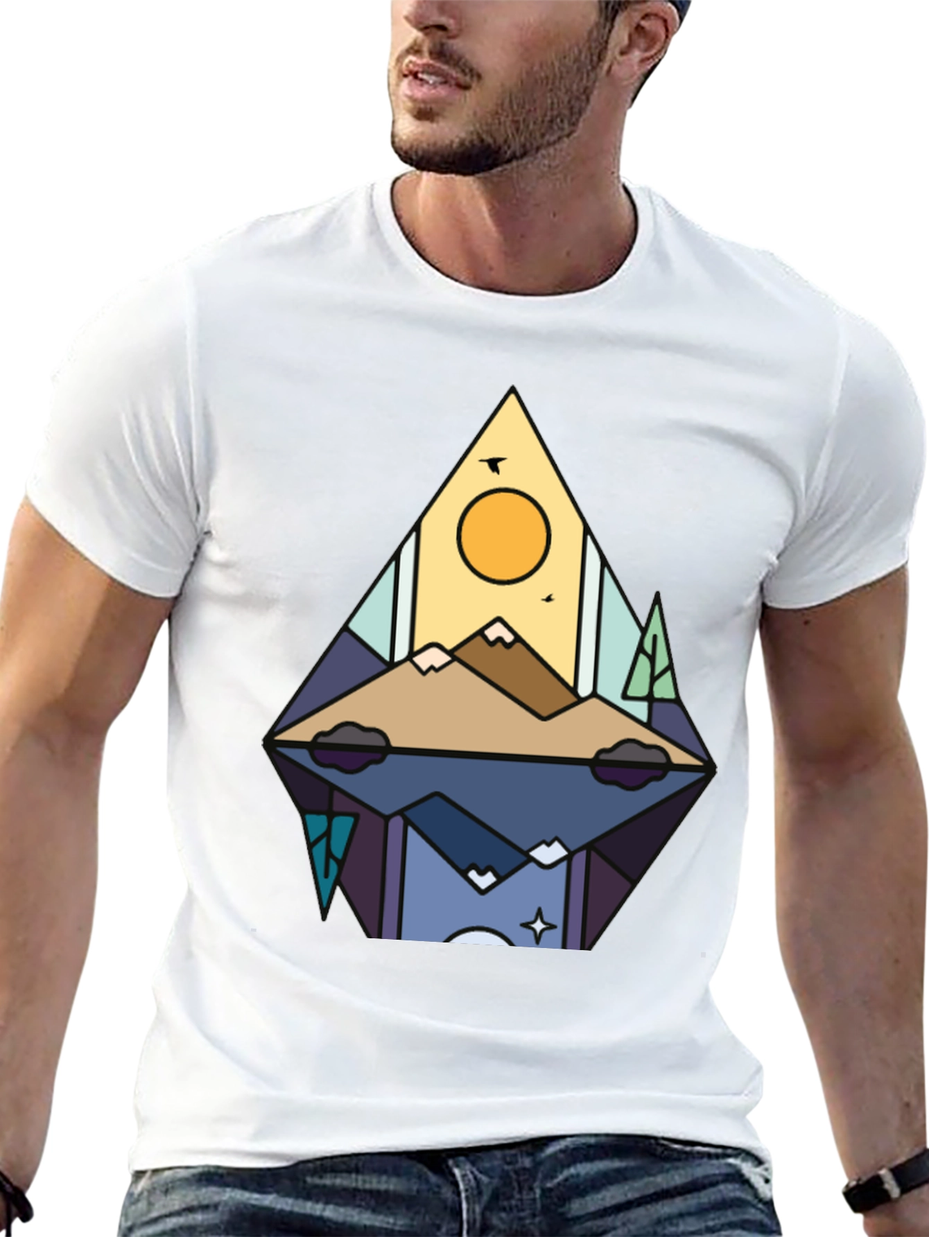 Mountain Reflection Graphic Tee - Stylish Nature Shirt
