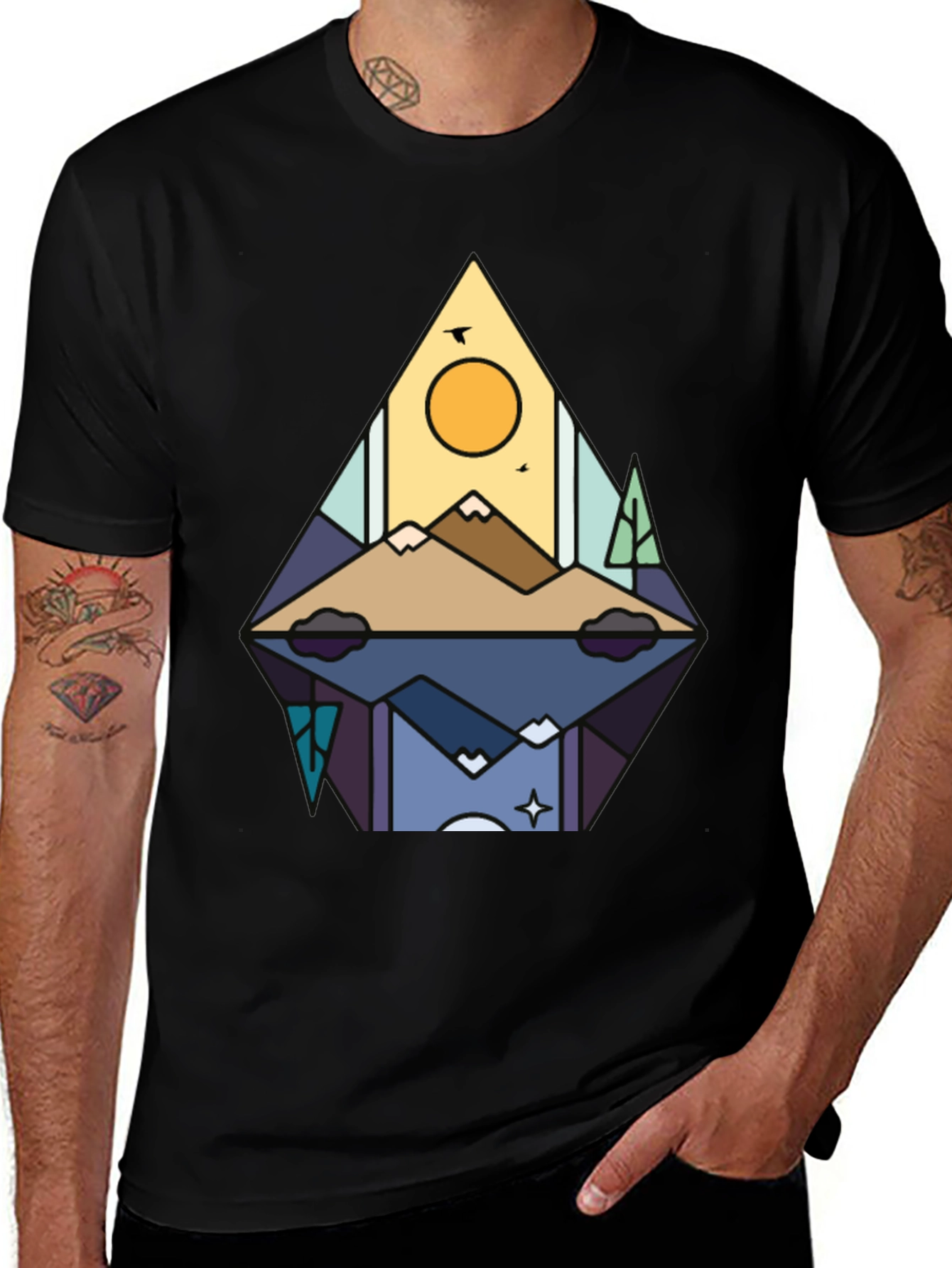 Mountain Reflection Graphic Tee - Stylish Nature Shirt