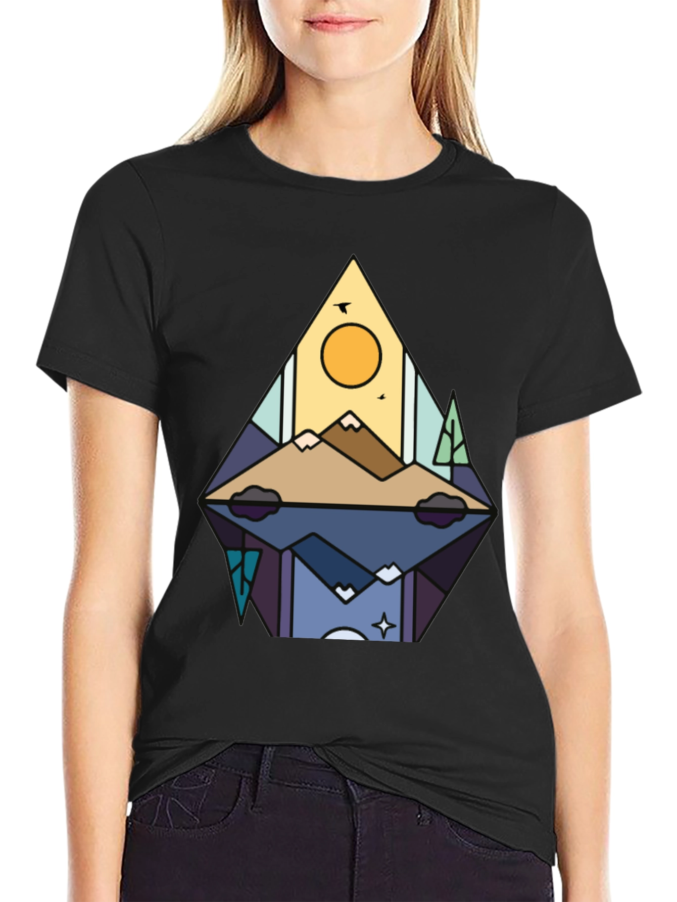Mountain Reflection Graphic Tee - Stylish Nature Shirt