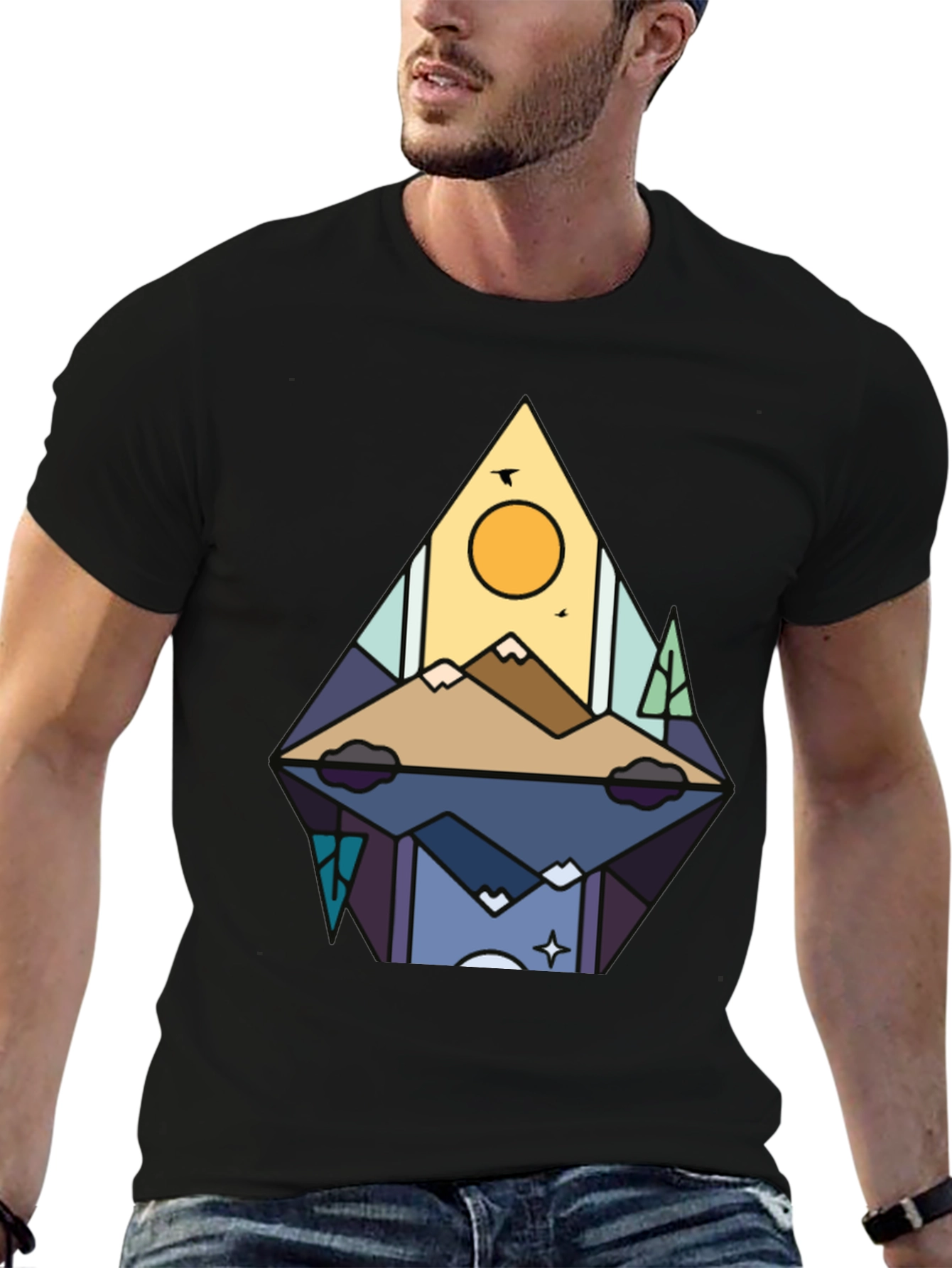 Mountain Reflection Graphic Tee - Stylish Nature Shirt