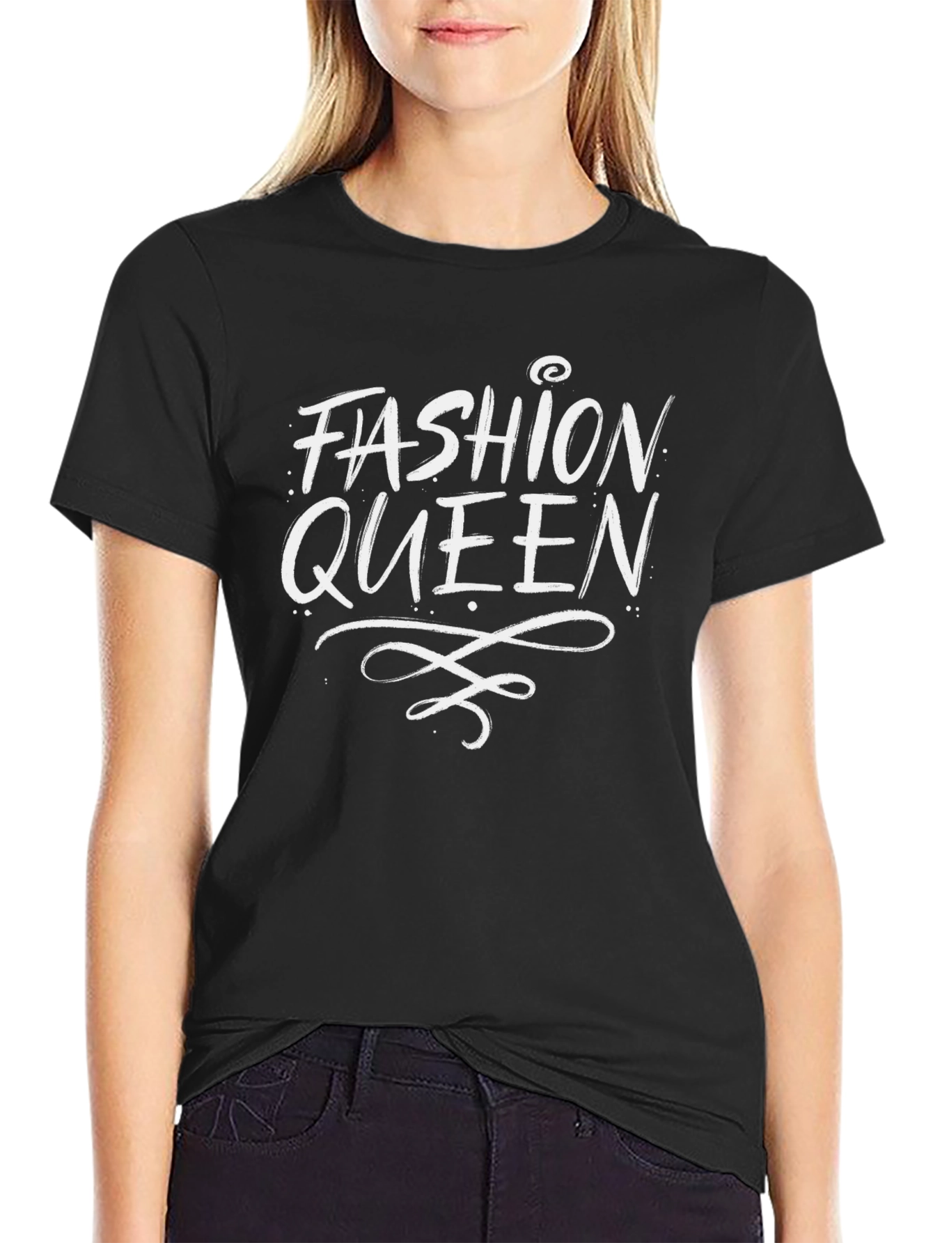 Fashion Queen Graphic Tee - Stylish Black Cotton T-Shirt