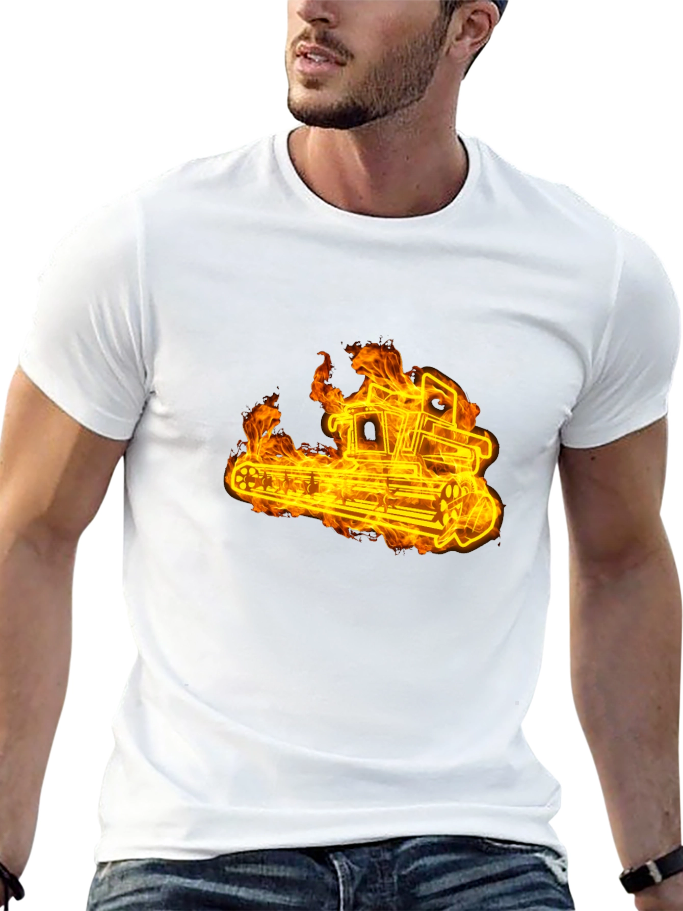 Fiery Tractor Black T-Shirt