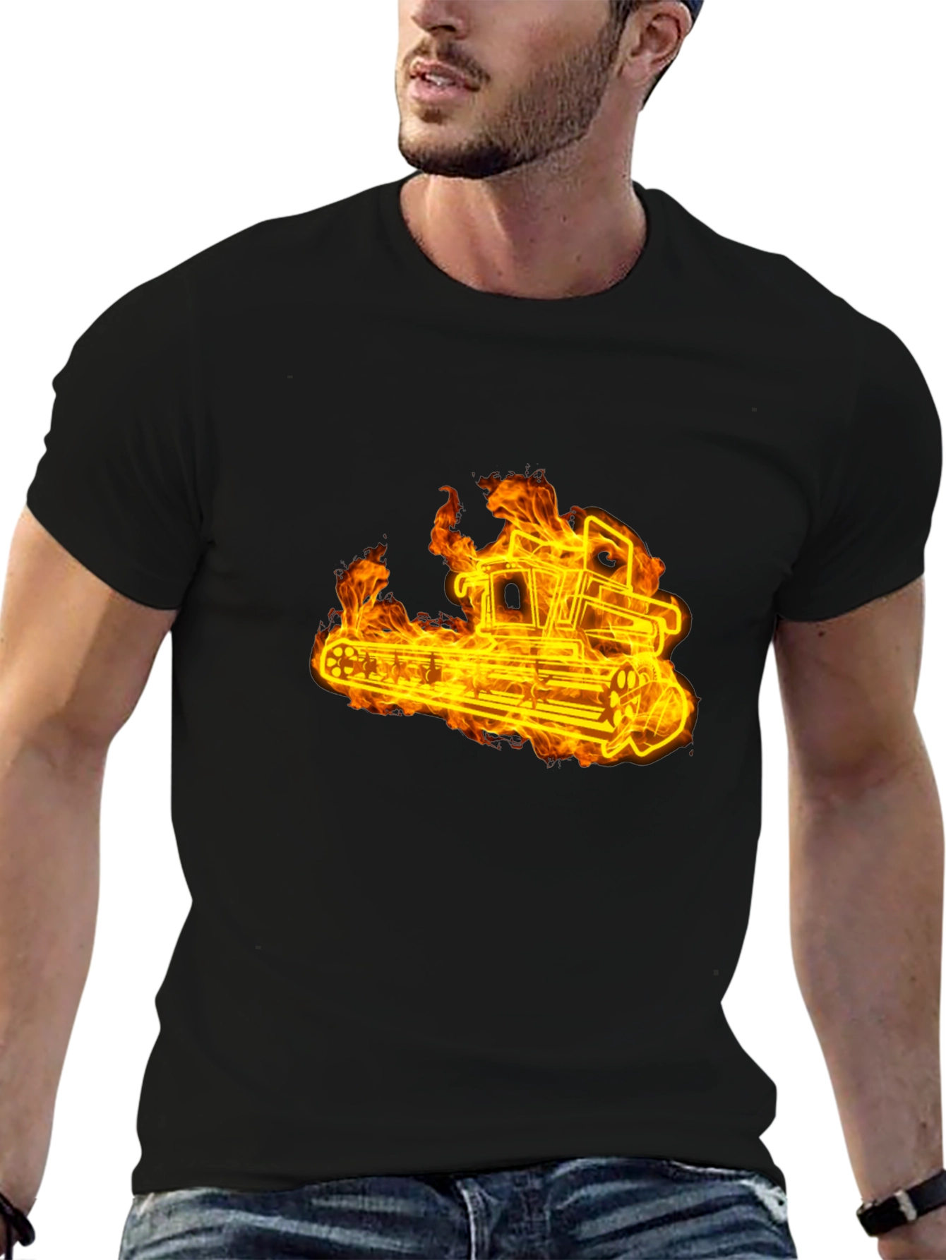 Fiery Tractor Black T-Shirt