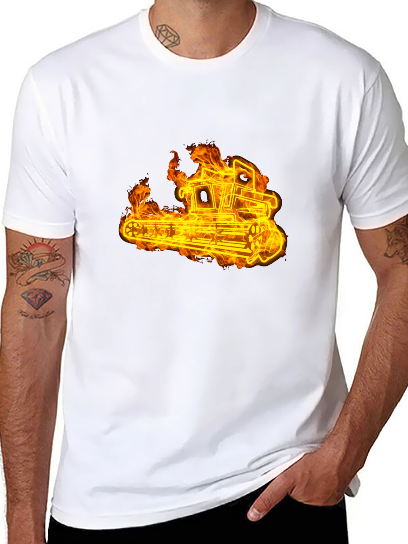 Fiery Tractor Black T-Shirt