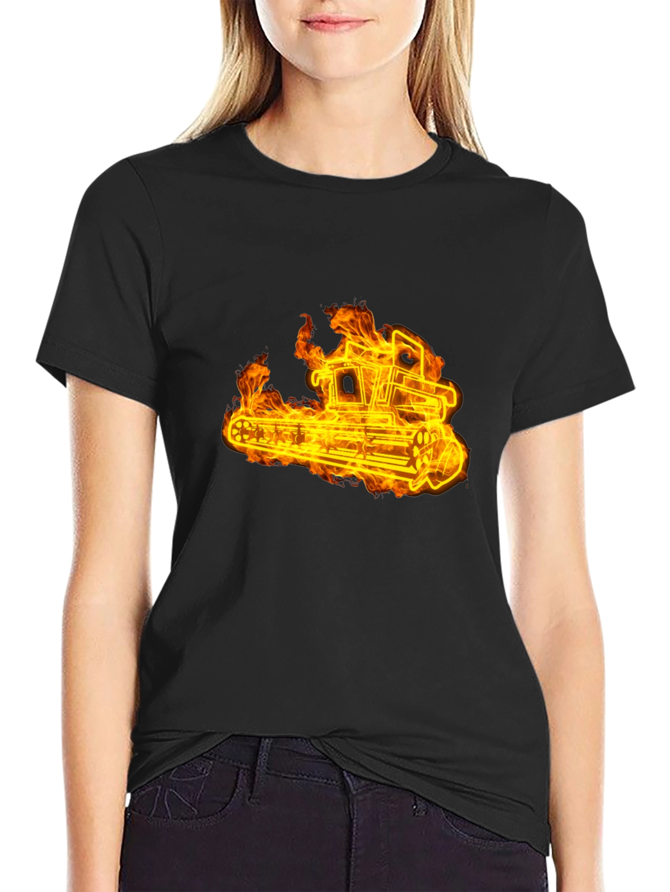 Fiery Tractor Black T-Shirt