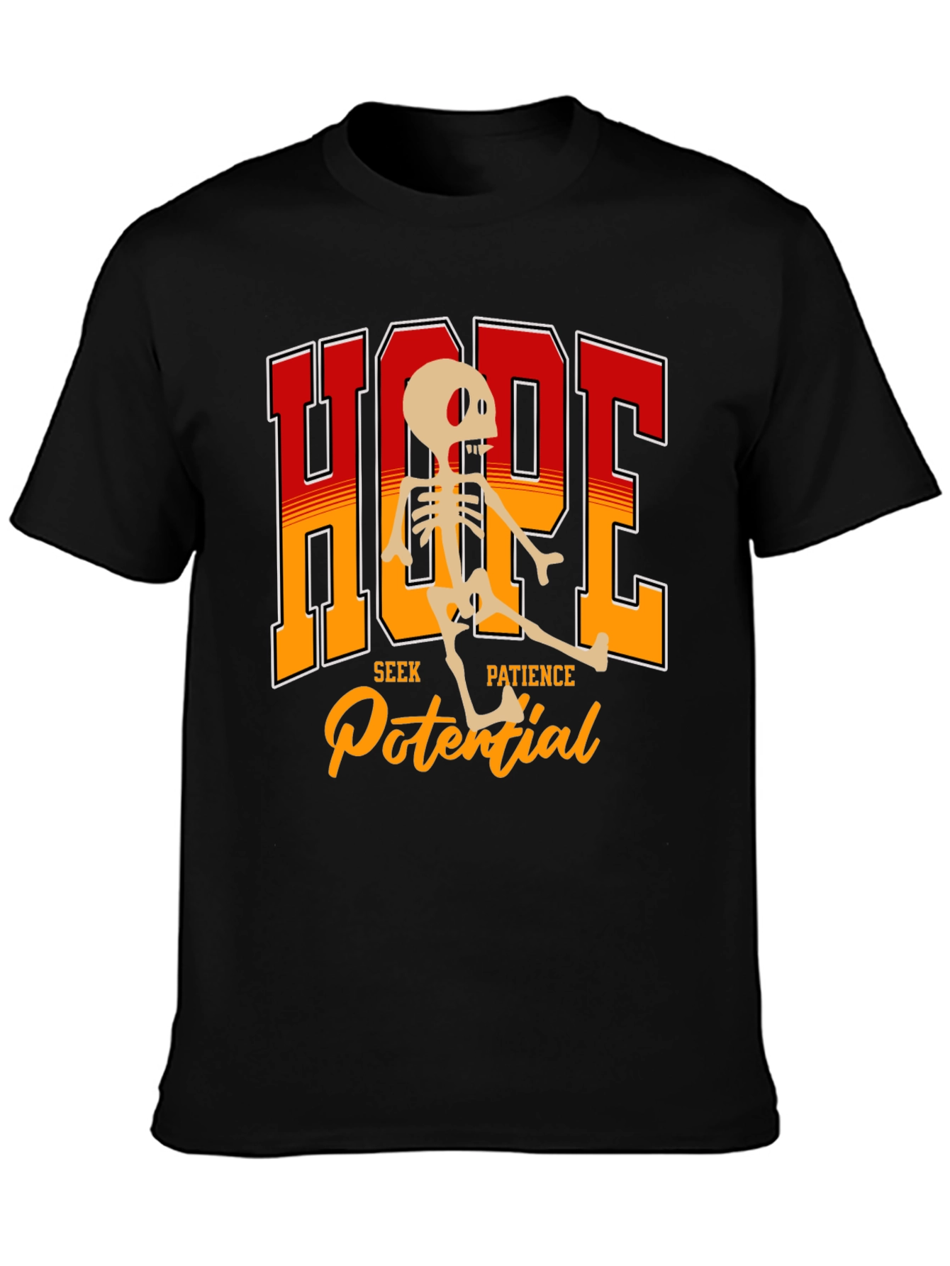 Hope Skeleton Graphic Tee - Seek Patience Potential T-Shirt