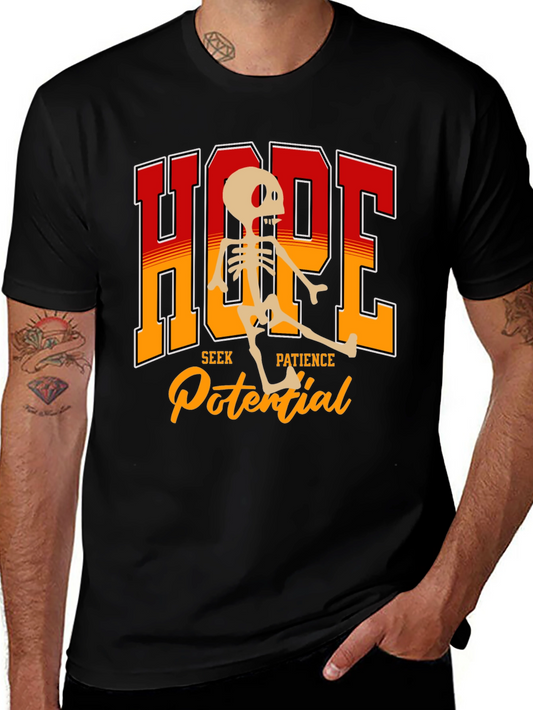 Hope Skeleton Graphic Tee - Seek Patience Potential T-Shirt