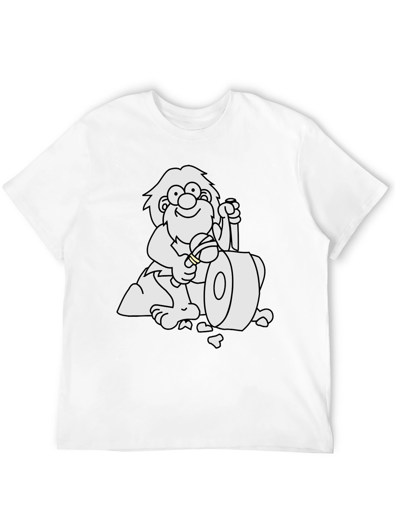 Cartoon Caveman Club Black T-Shirt