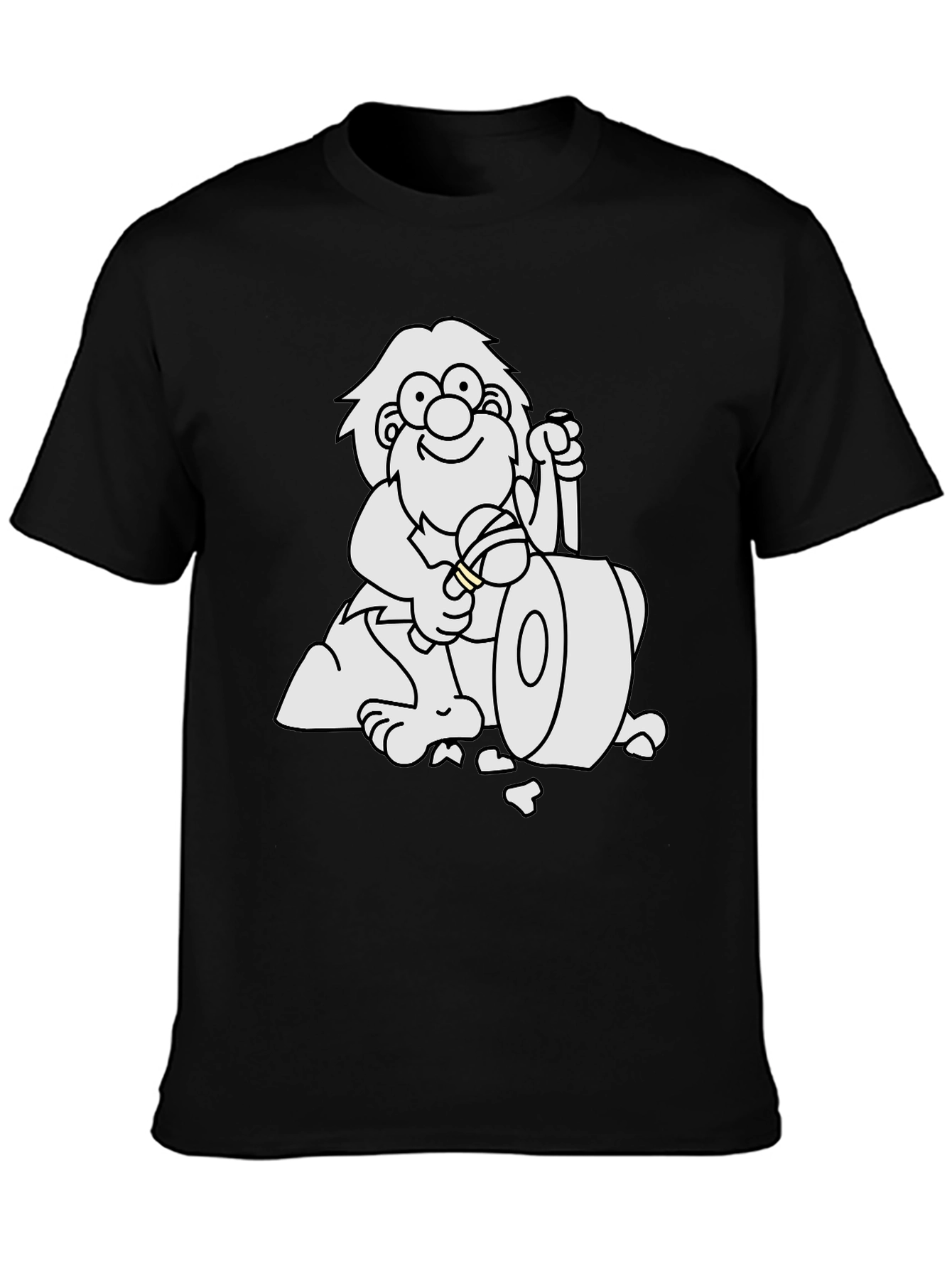 Cartoon Caveman Club Black T-Shirt