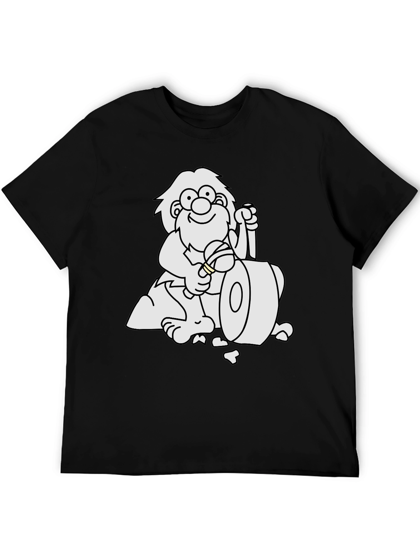 Cartoon Caveman Club Black T-Shirt