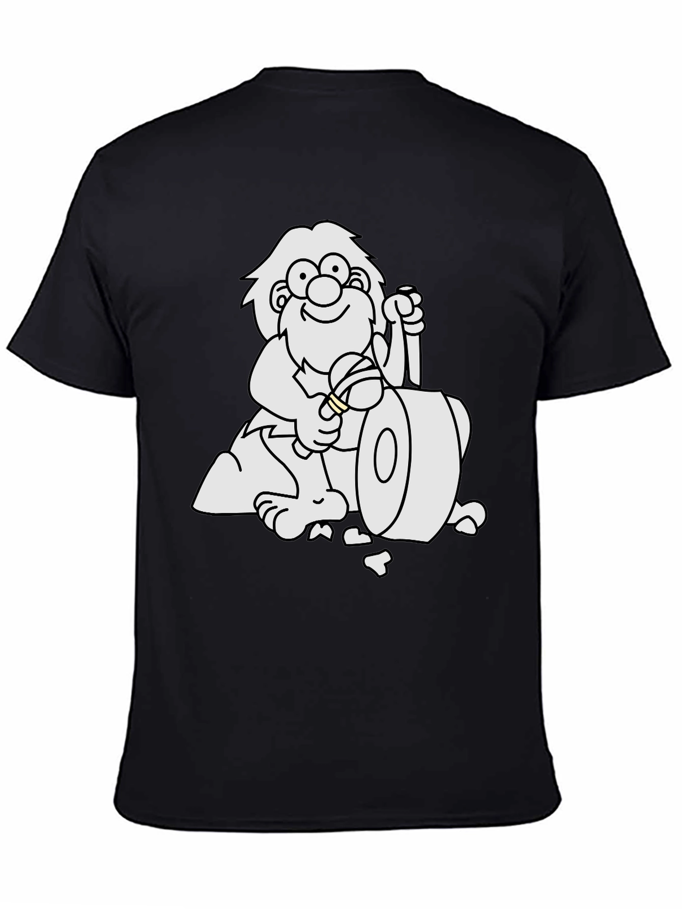Cartoon Caveman Club Black T-Shirt