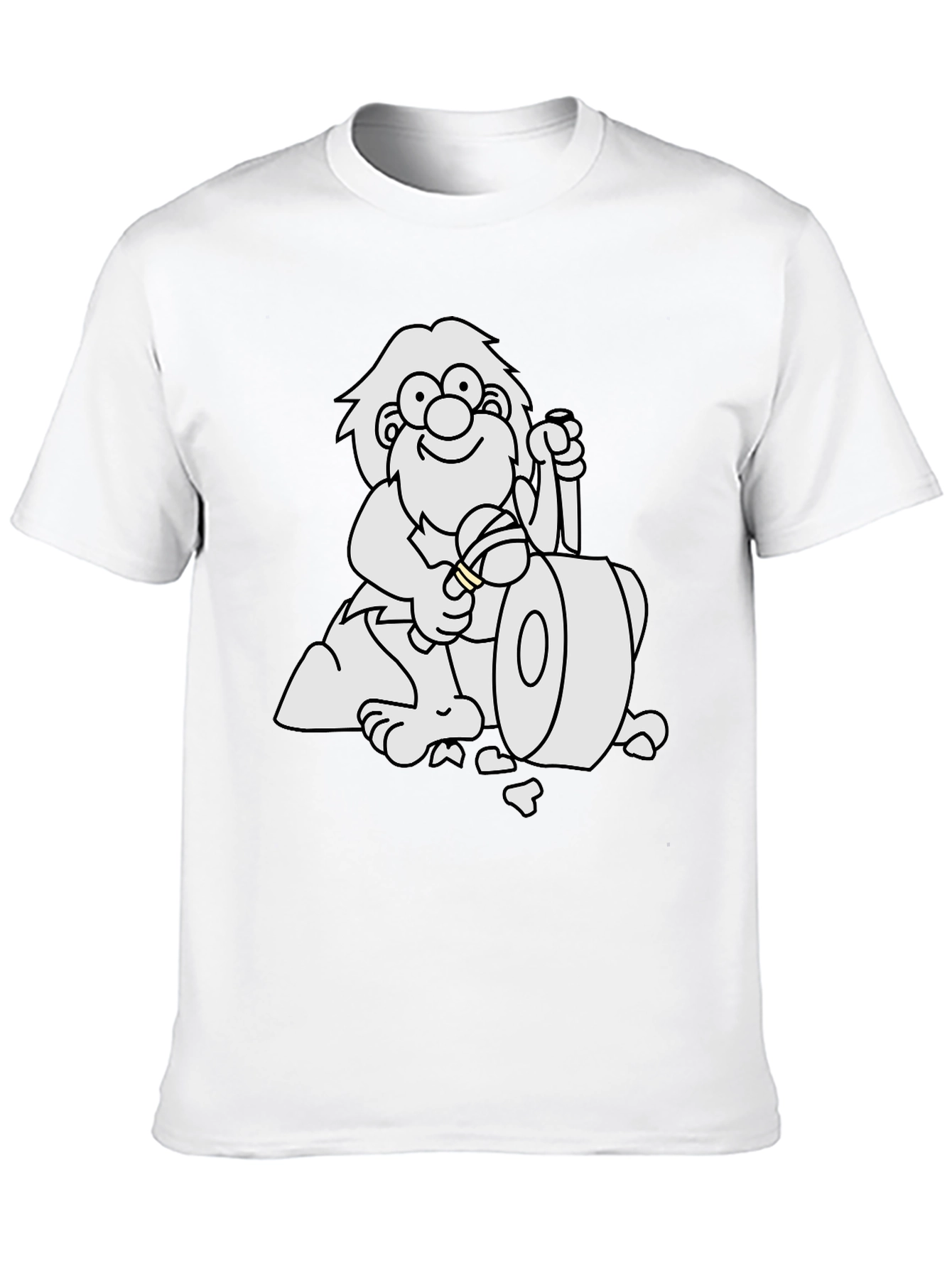 Cartoon Caveman Club Black T-Shirt