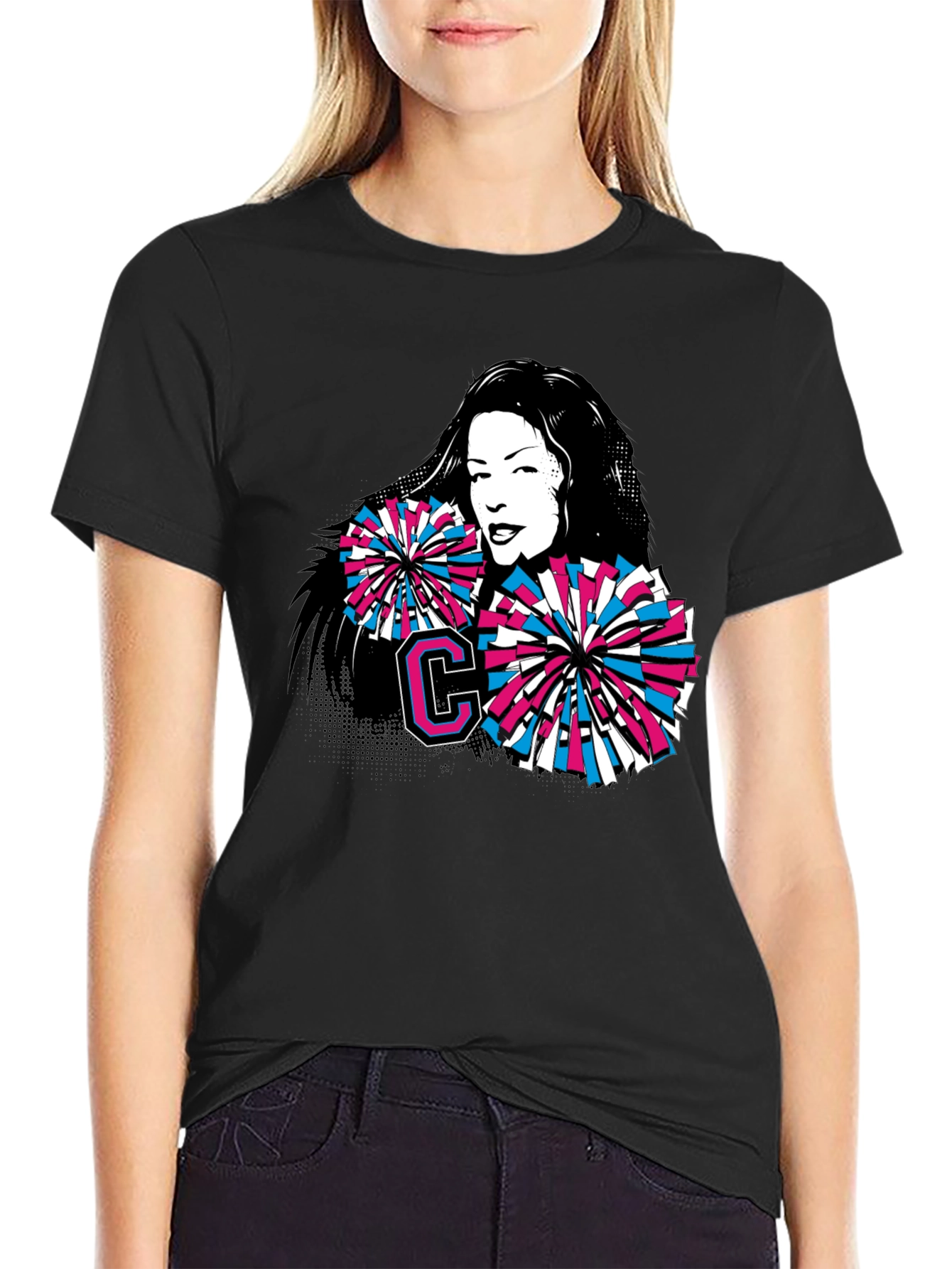 Cheerleader Graphic Tee - Retro Style Comfort