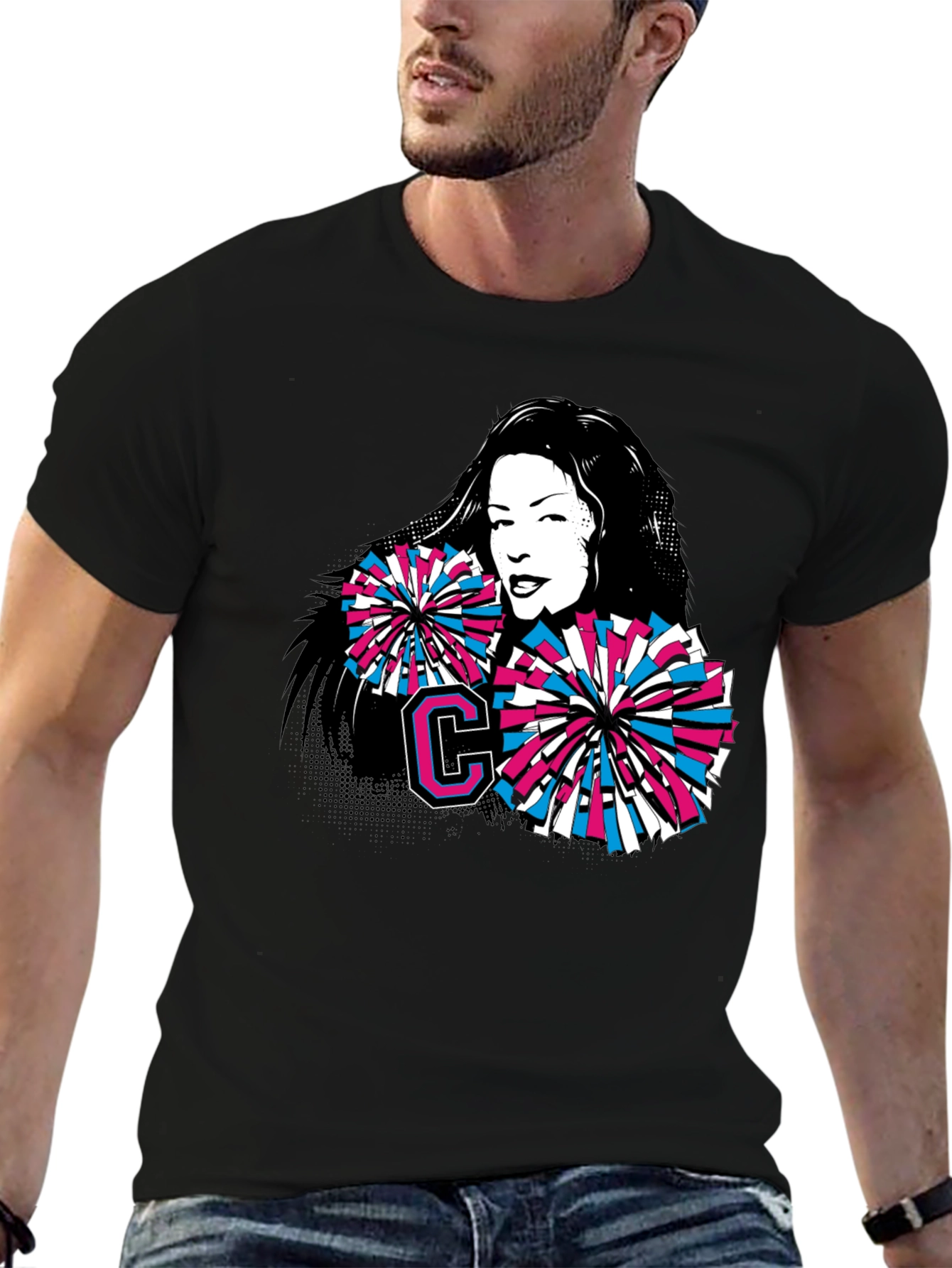 Cheerleader Graphic Tee - Retro Style Comfort