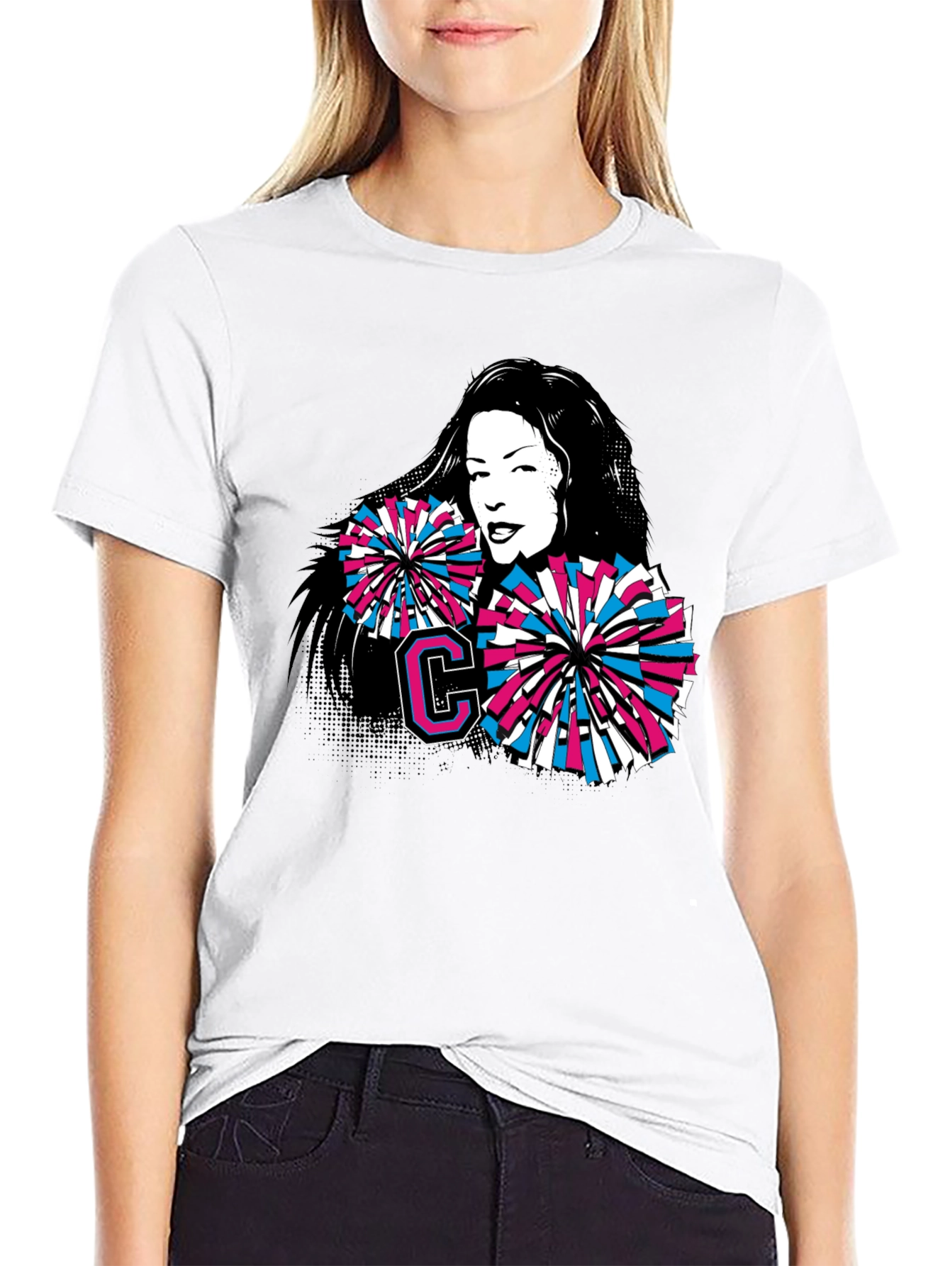 Cheerleader Graphic Tee - Retro Style Comfort