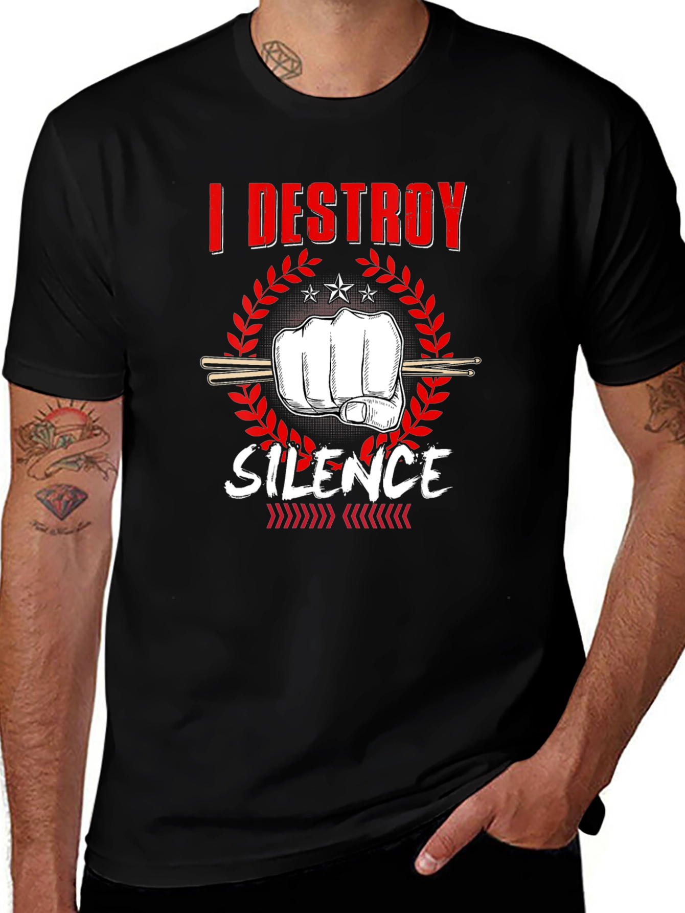 I Destroy Silence Drummer Graphic T-Shirt