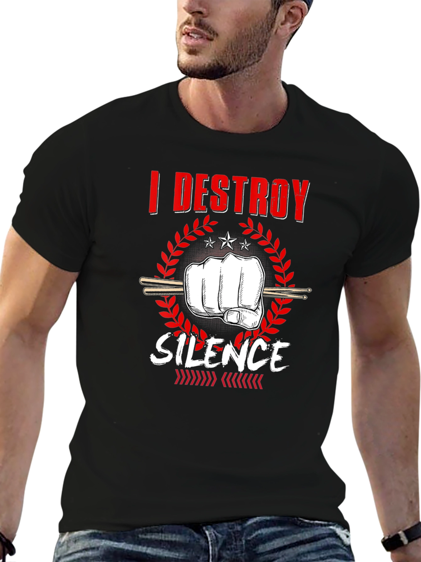 I Destroy Silence Drummer Graphic T-Shirt