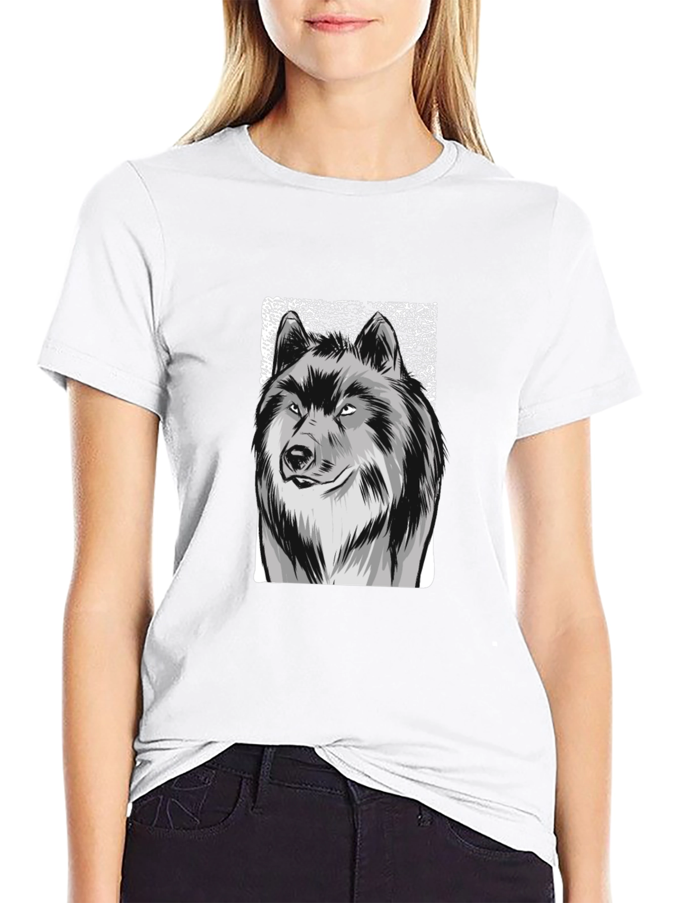 Wolf Graphic Print Black T-Shirt for Men