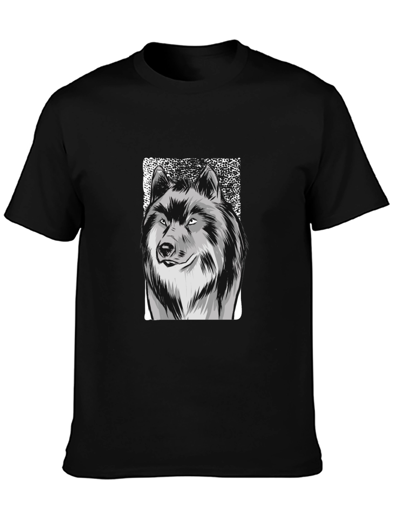 Wolf Graphic Print Black T-Shirt for Men